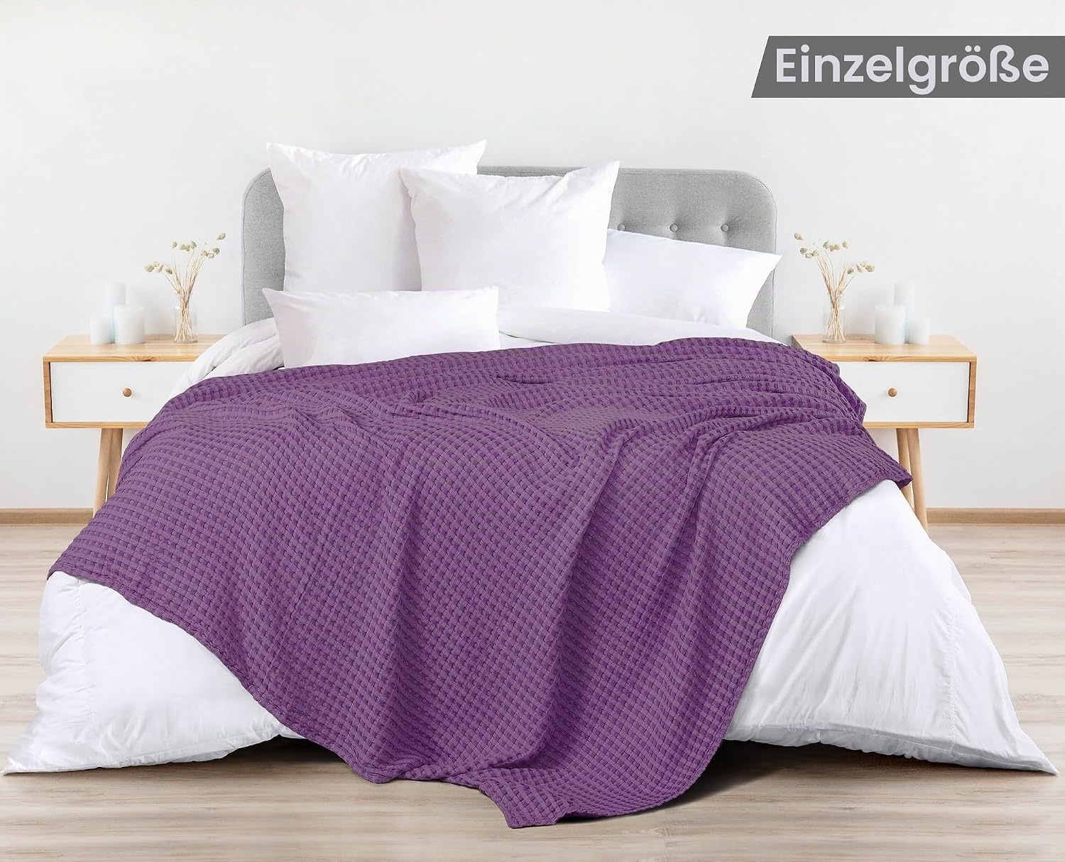 image:imageUtopia Bedding 100 Baumwolle Waffeldecke Kuschedecke 300 GSM Anthrazitgrau 274 x 228 cm weiche leichte atmungsaktive tagesdecke Sofa amp Couch berwurf fr alle JahreszeitenPflaume