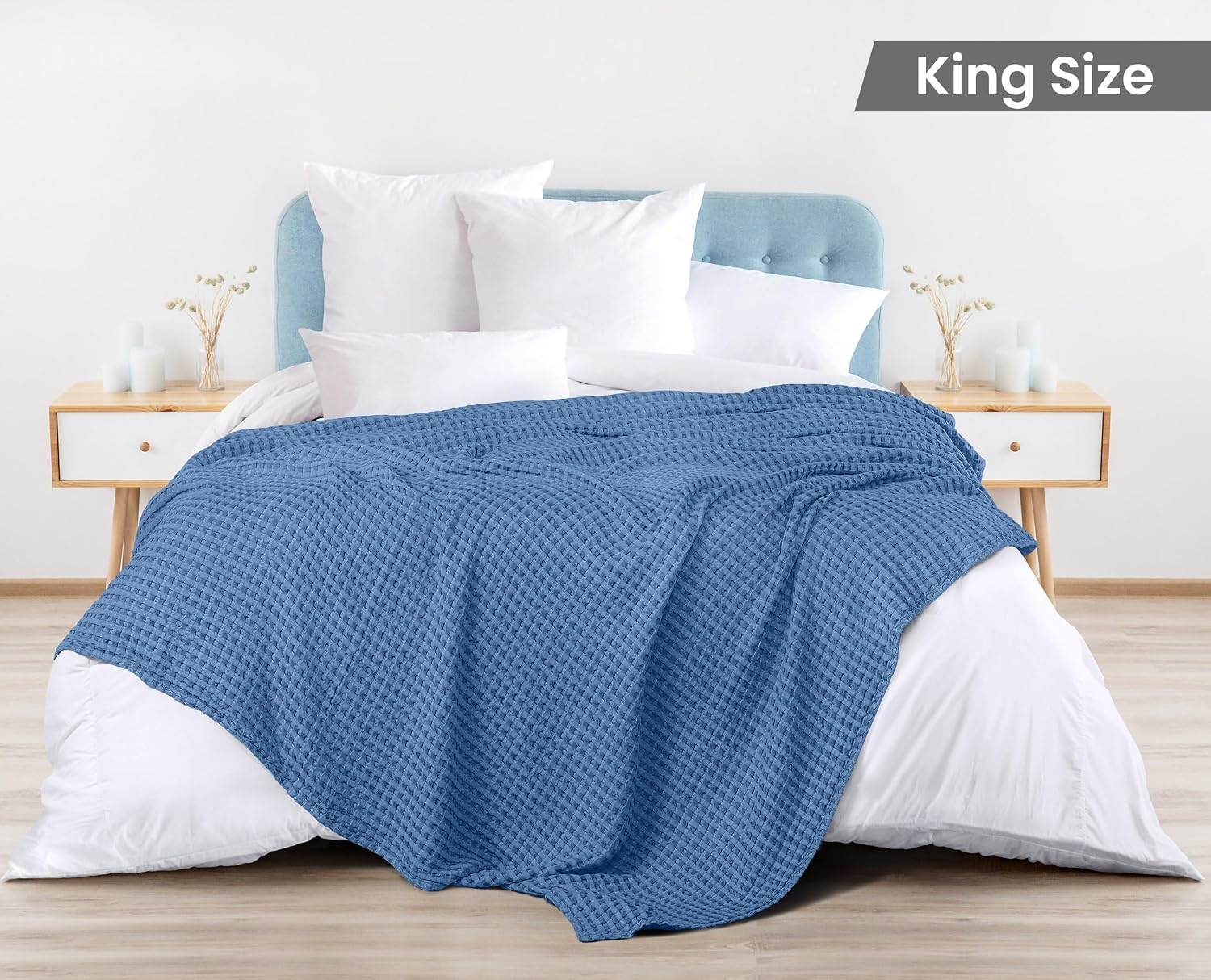 image:imageUtopia Bedding 100 Baumwolle Waffeldecke Kuschedecke 300 GSM Anthrazitgrau 274 x 228 cm weiche leichte atmungsaktive tagesdecke Sofa amp Couch berwurf fr alle JahreszeitenWedgewood
