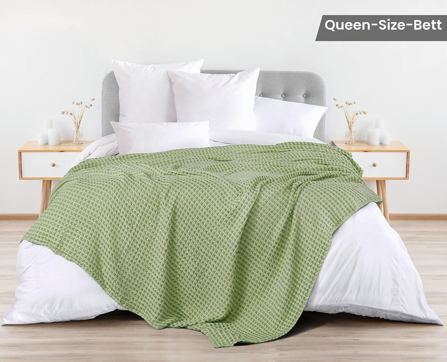 image:imageUtopia Bedding 100 Baumwolle Waffeldecke Kuschedecke 300 GSM Anthrazitgrau 274 x 228 cm weiche leichte atmungsaktive tagesdecke Sofa amp Couch berwurf fr alle JahreszeitenSalbeigrn