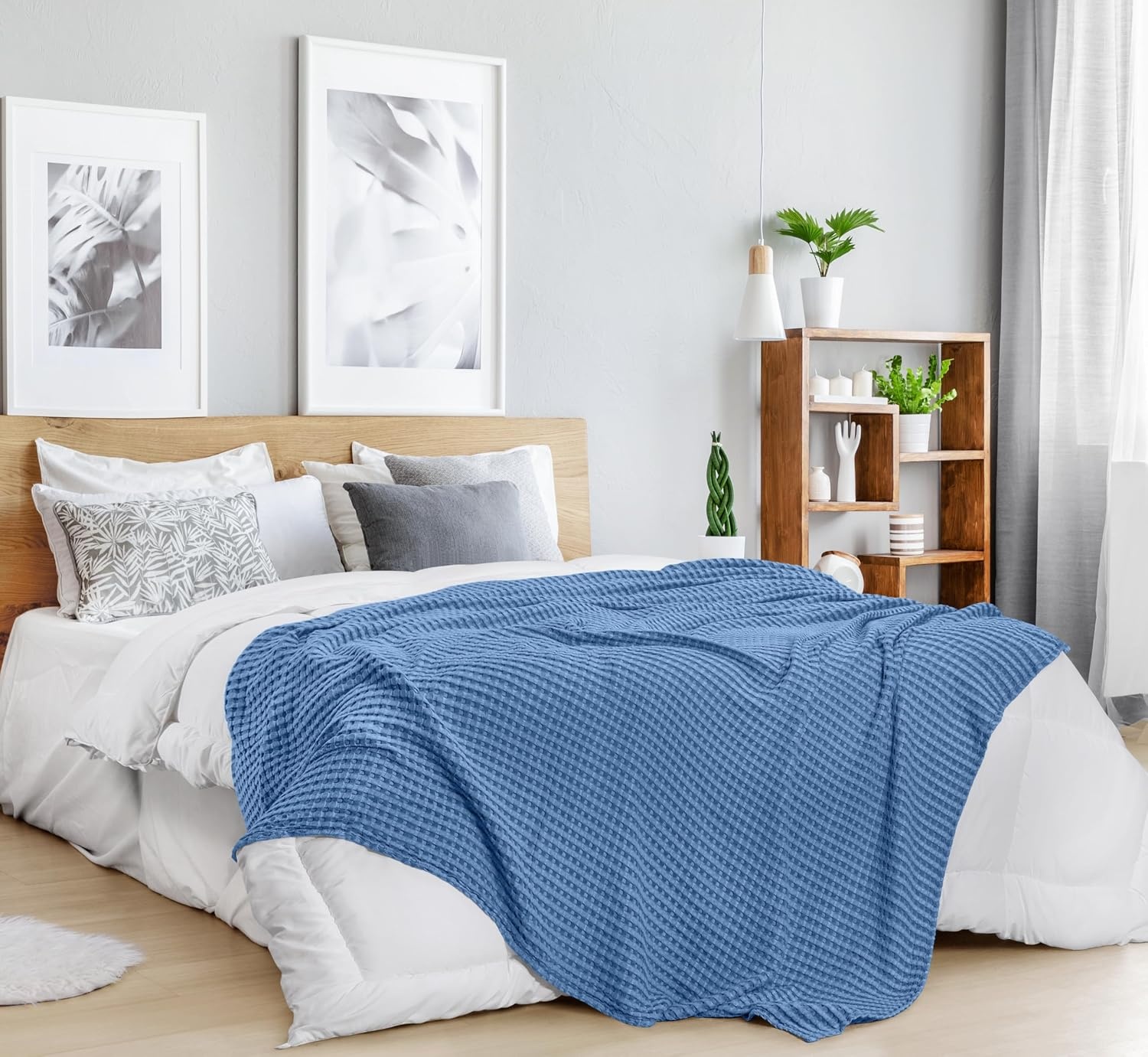 image:imageUtopia Bedding 100 Baumwolle Waffeldecke Kuschedecke 300 GSM Anthrazitgrau 274 x 228 cm weiche leichte atmungsaktive tagesdecke Sofa amp Couch berwurf fr alle JahreszeitenWedgewood