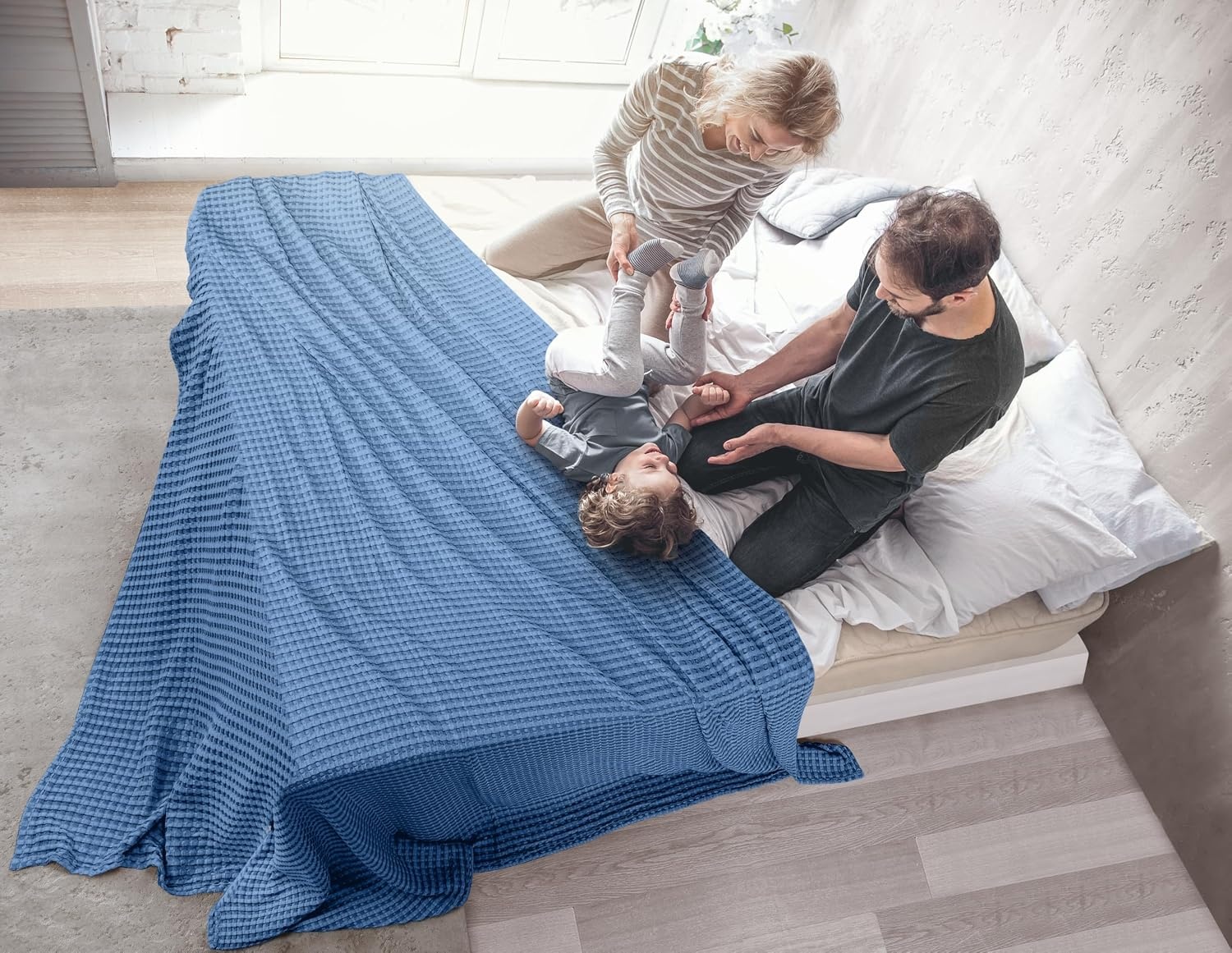 image:imageUtopia Bedding 100 Baumwolle Waffeldecke Kuschedecke 300 GSM Anthrazitgrau 274 x 228 cm weiche leichte atmungsaktive tagesdecke Sofa amp Couch berwurf fr alle JahreszeitenWedgewood