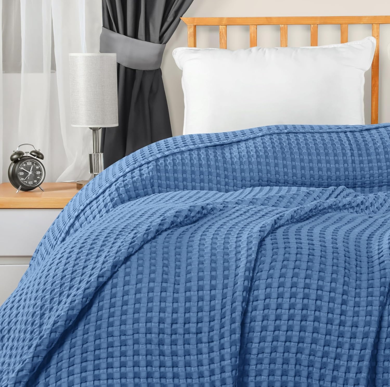image:imageUtopia Bedding 100 Baumwolle Waffeldecke Kuschedecke 300 GSM Anthrazitgrau 274 x 228 cm weiche leichte atmungsaktive tagesdecke Sofa amp Couch berwurf fr alle JahreszeitenWedgewood