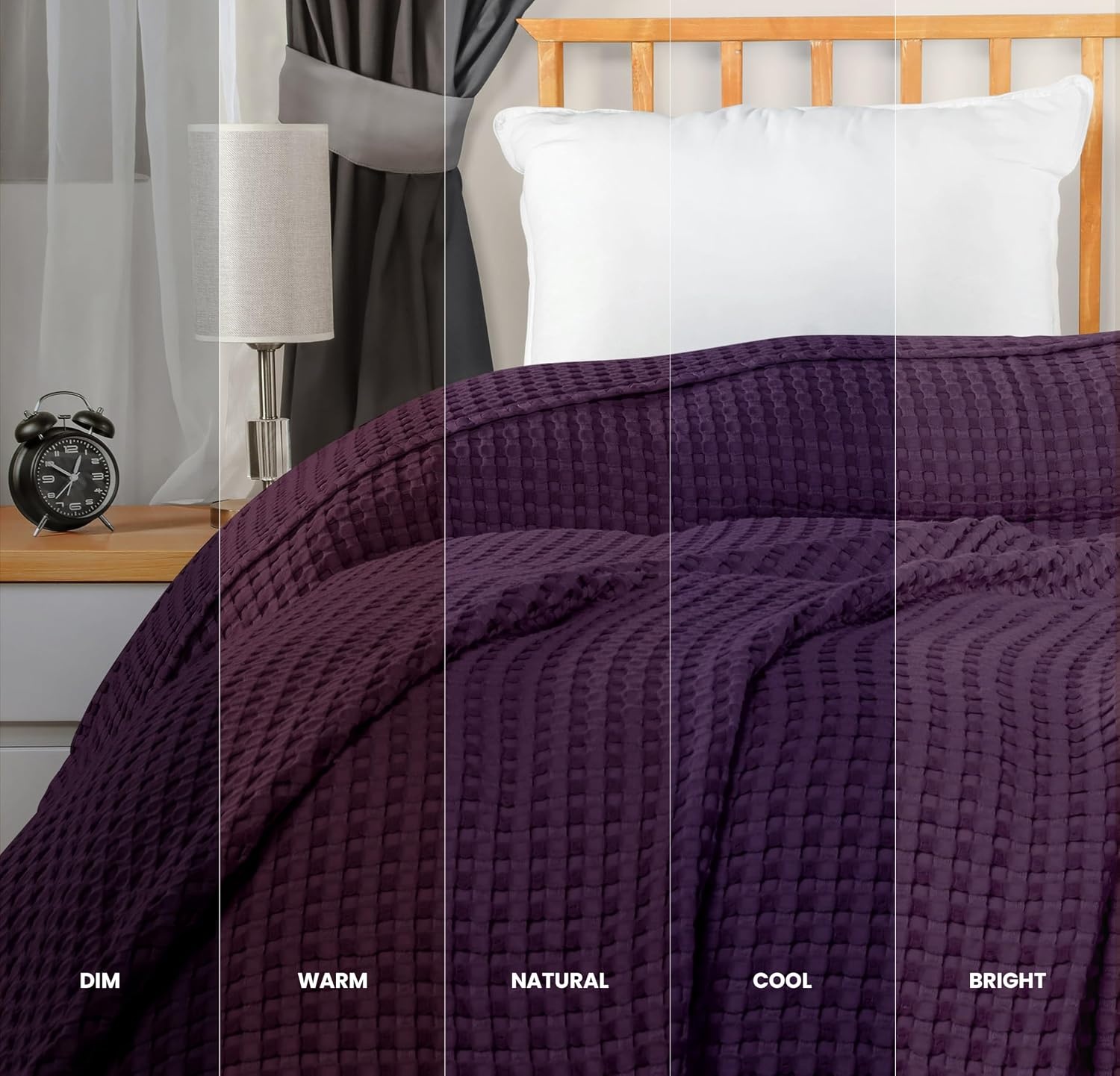 image:imageUtopia Bedding 100 Baumwolle Waffeldecke Kuschedecke 300 GSM Anthrazitgrau 274 x 228 cm weiche leichte atmungsaktive tagesdecke Sofa amp Couch berwurf fr alle JahreszeitenPflaume