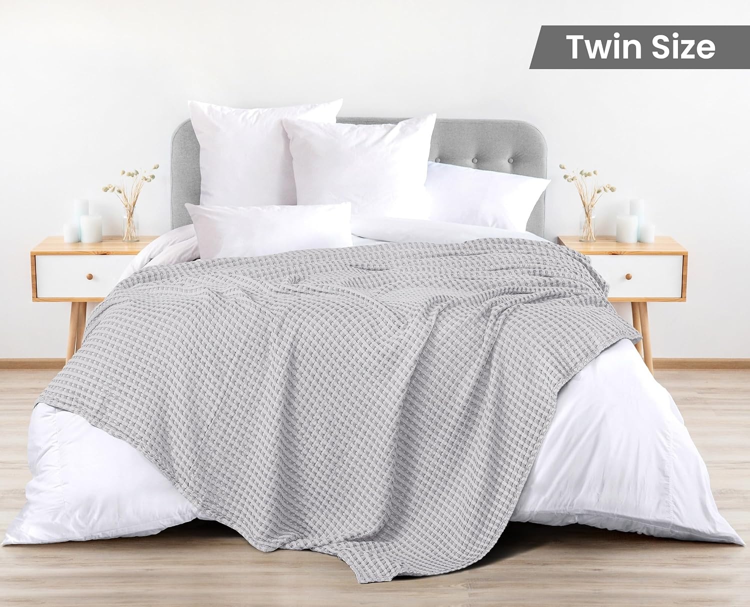 image:imageUtopia Bedding 100 Baumwolle Waffeldecke Kuschedecke 300 GSM Anthrazitgrau 274 x 228 cm weiche leichte atmungsaktive tagesdecke Sofa amp Couch berwurf fr alle JahreszeitenSilber