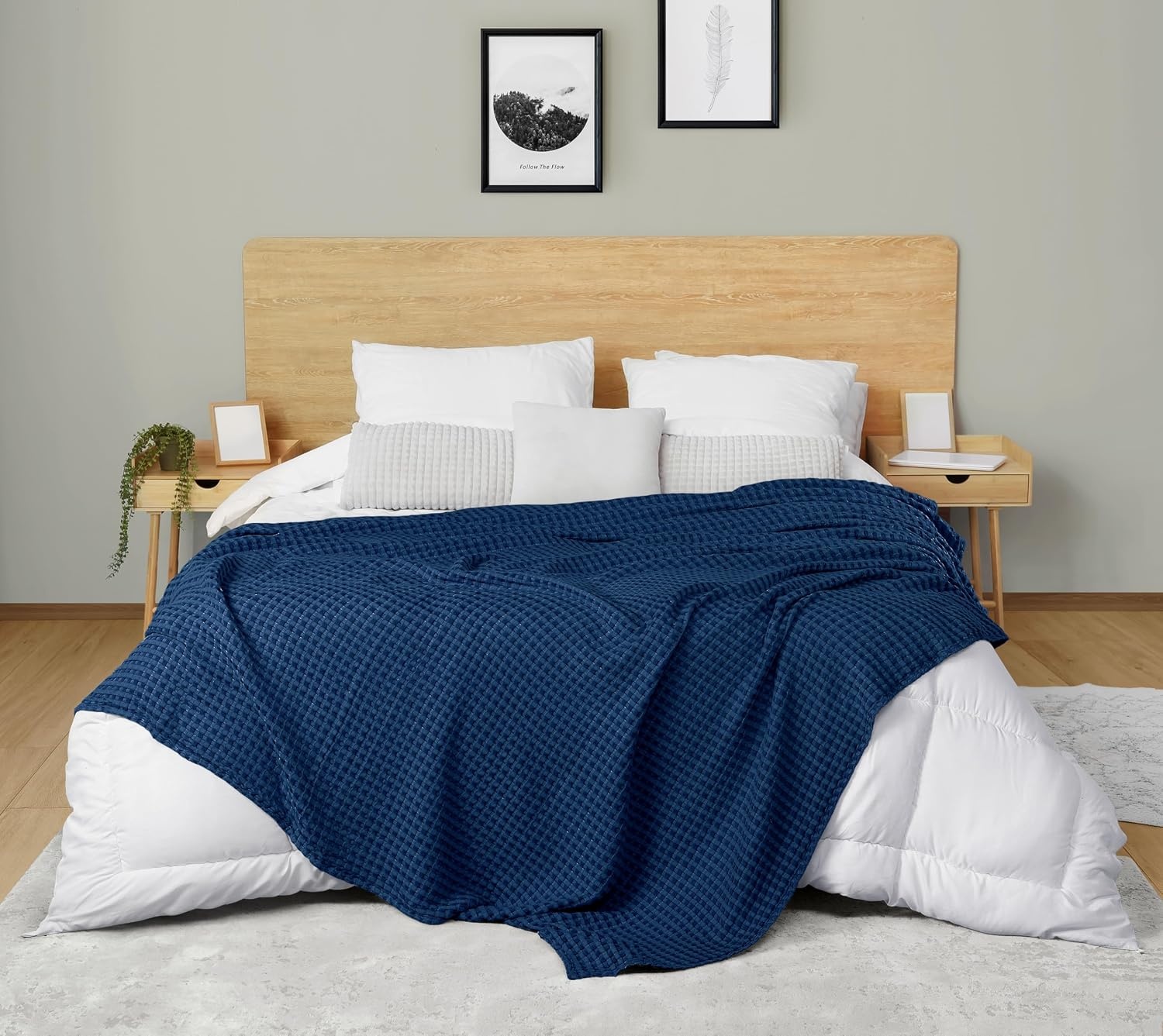 image:imageUtopia Bedding 100 Baumwolle Waffeldecke Kuschedecke 300 GSM Anthrazitgrau 274 x 228 cm weiche leichte atmungsaktive tagesdecke Sofa amp Couch berwurf fr alle JahreszeitenMarine