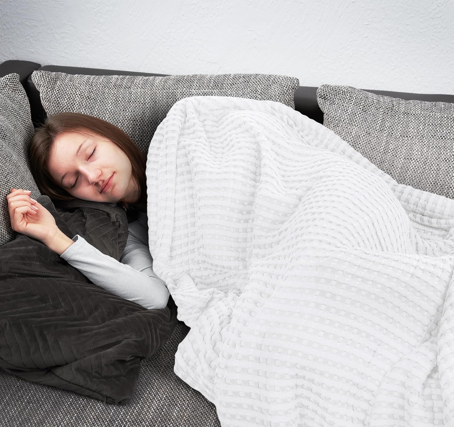 image:imageUtopia Bedding 100 Baumwolle Waffeldecke Kuschedecke 300 GSM Anthrazitgrau 274 x 228 cm weiche leichte atmungsaktive tagesdecke Sofa amp Couch berwurf fr alle JahreszeitenWei
