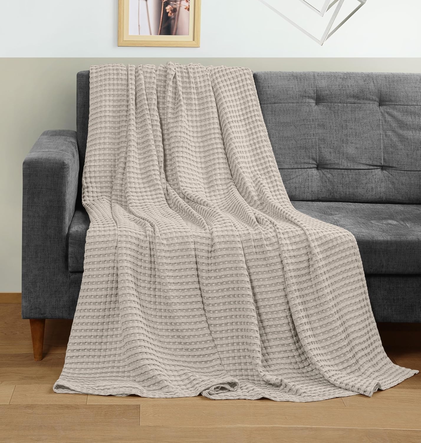 image:imageUtopia Bedding 100 Baumwolle Waffeldecke Kuschedecke 300 GSM Anthrazitgrau 274 x 228 cm weiche leichte atmungsaktive tagesdecke Sofa amp Couch berwurf fr alle JahreszeitenKhaki