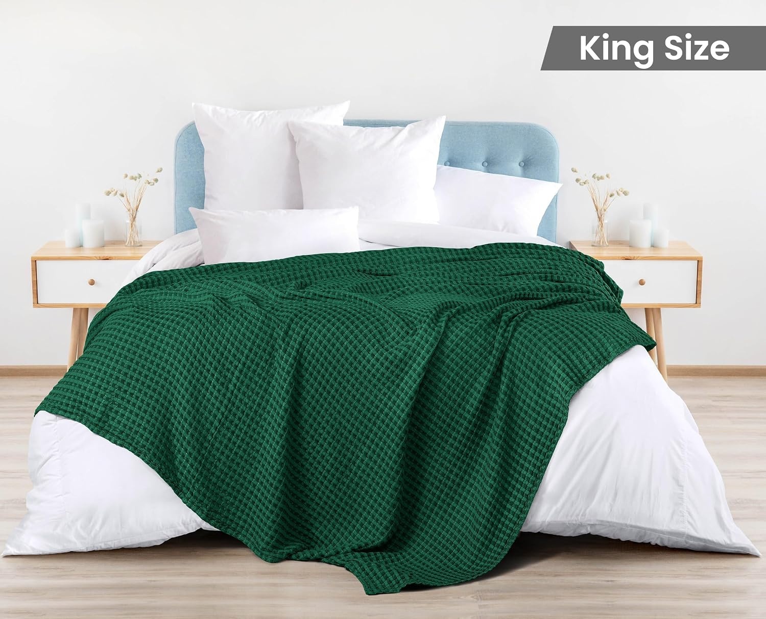image:imageUtopia Bedding 100 Baumwolle Waffeldecke Kuschedecke 300 GSM Anthrazitgrau 274 x 228 cm weiche leichte atmungsaktive tagesdecke Sofa amp Couch berwurf fr alle JahreszeitenWaldgrn