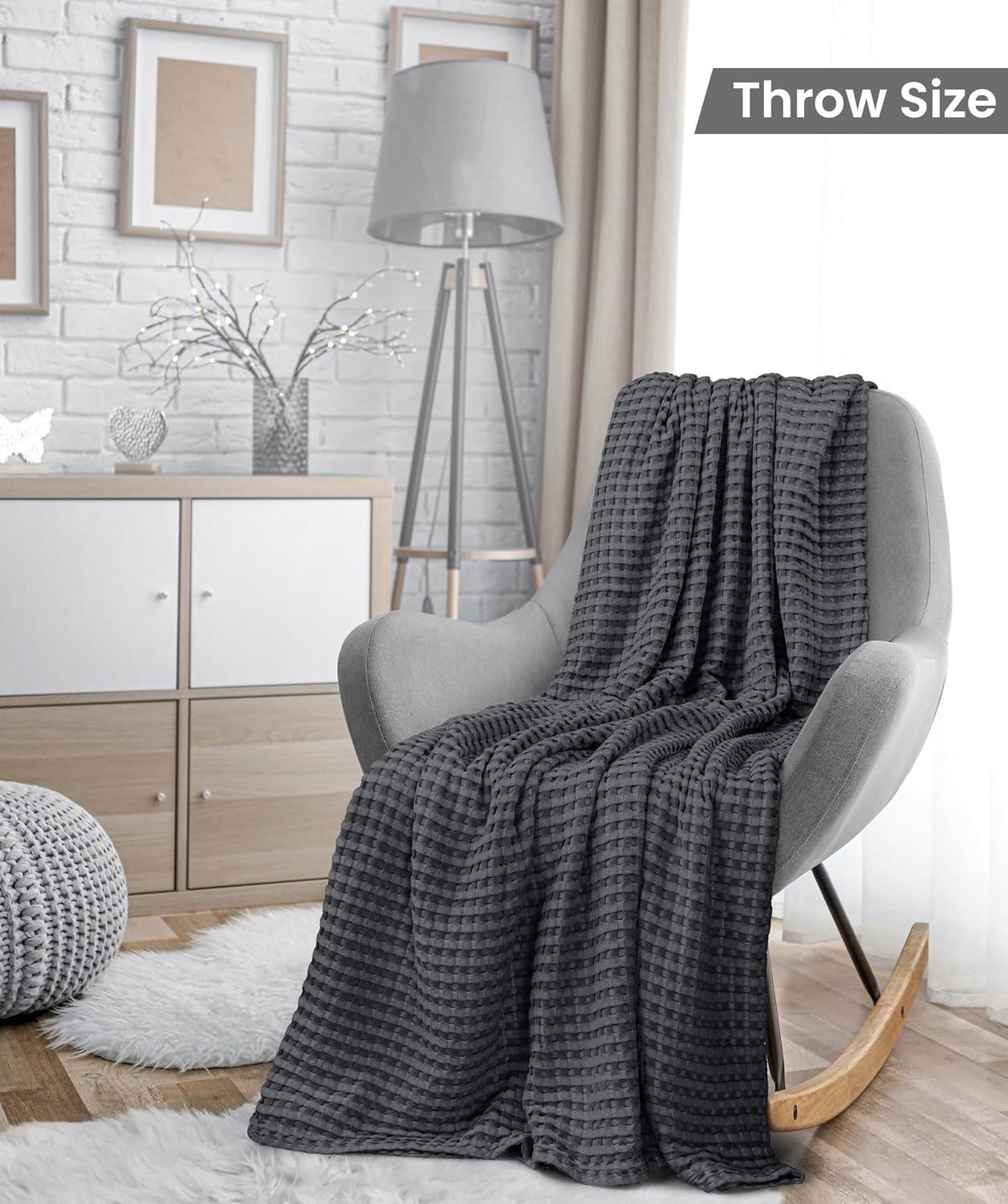 image:imageUtopia Bedding 100 Baumwolle Waffeldecke Kuschedecke 300 GSM Anthrazitgrau 274 x 228 cm weiche leichte atmungsaktive tagesdecke Sofa amp Couch berwurf fr alle JahreszeitenAnthrazitgrau