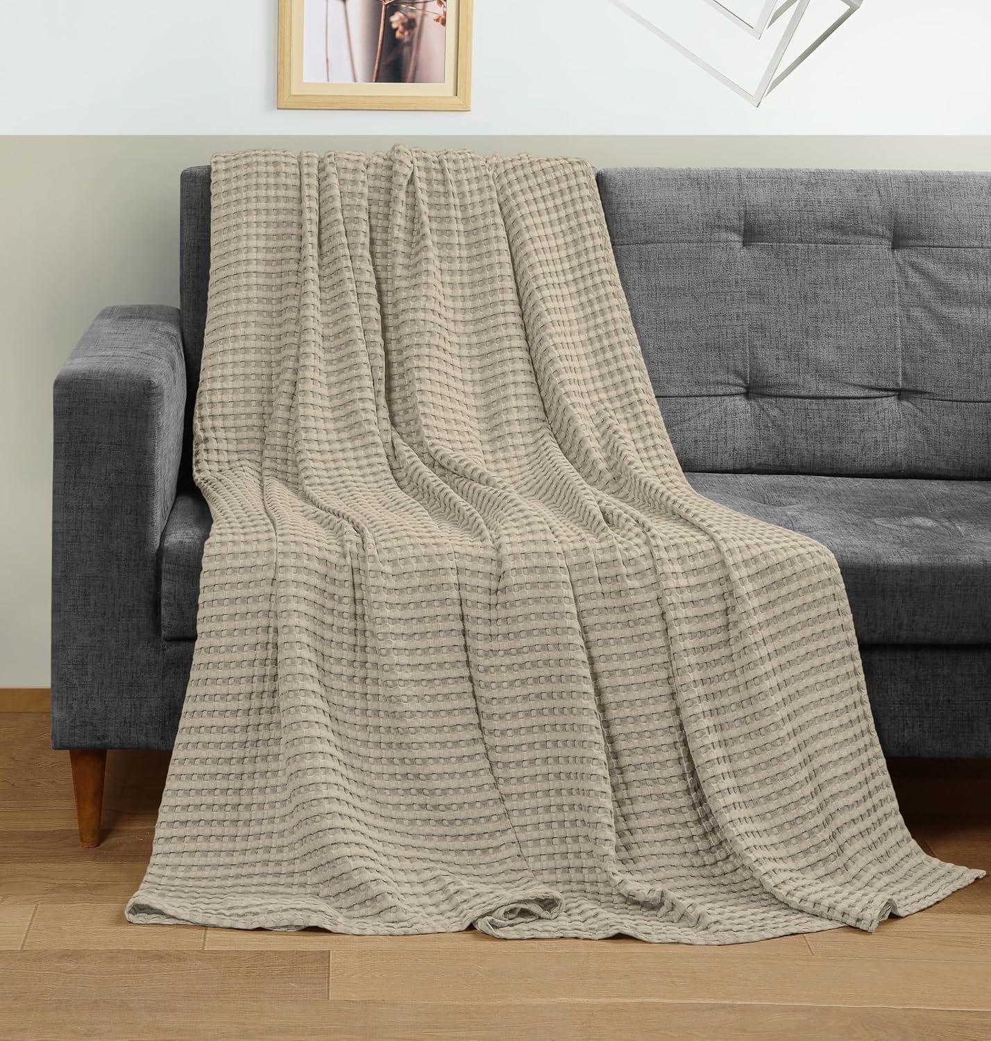 image:imageUtopia Bedding 100 Baumwolle Waffeldecke Kuschedecke 300 GSM Anthrazitgrau 274 x 228 cm weiche leichte atmungsaktive tagesdecke Sofa amp Couch berwurf fr alle JahreszeitenKhaki