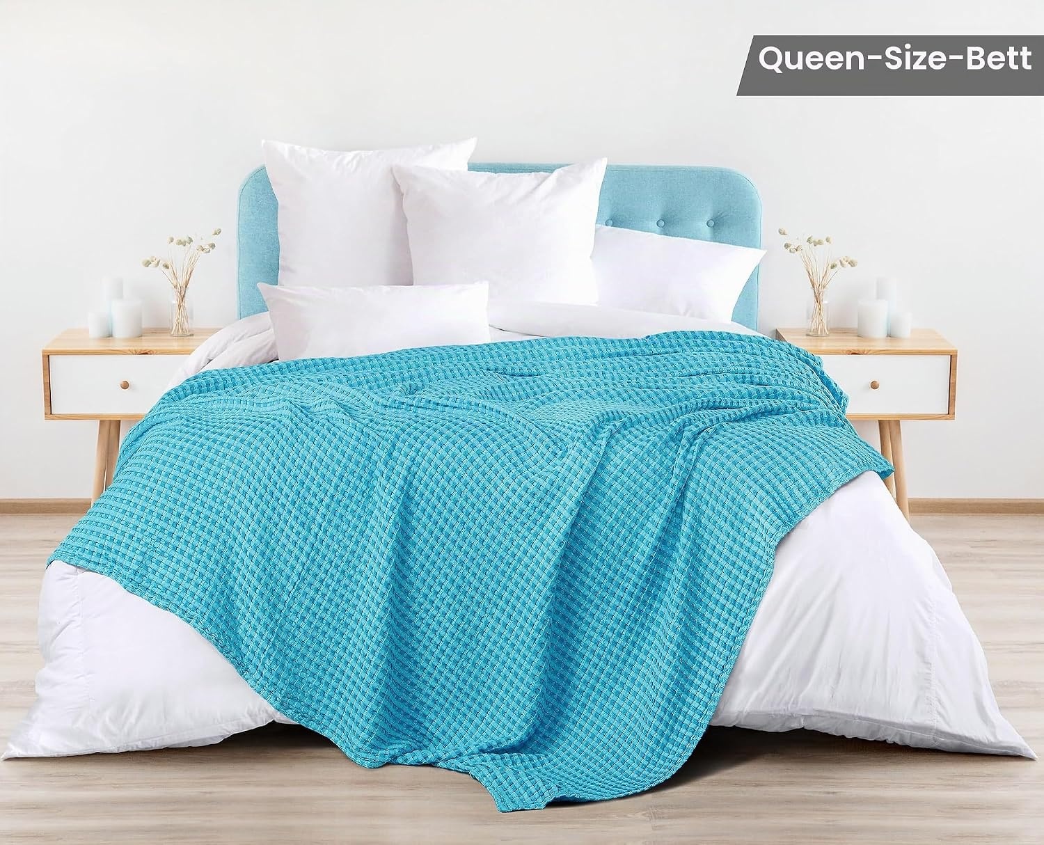 image:imageUtopia Bedding 100 Baumwolle Waffeldecke Kuschedecke 300 GSM Anthrazitgrau 274 x 228 cm weiche leichte atmungsaktive tagesdecke Sofa amp Couch berwurf fr alle JahreszeitenBlaugrn
