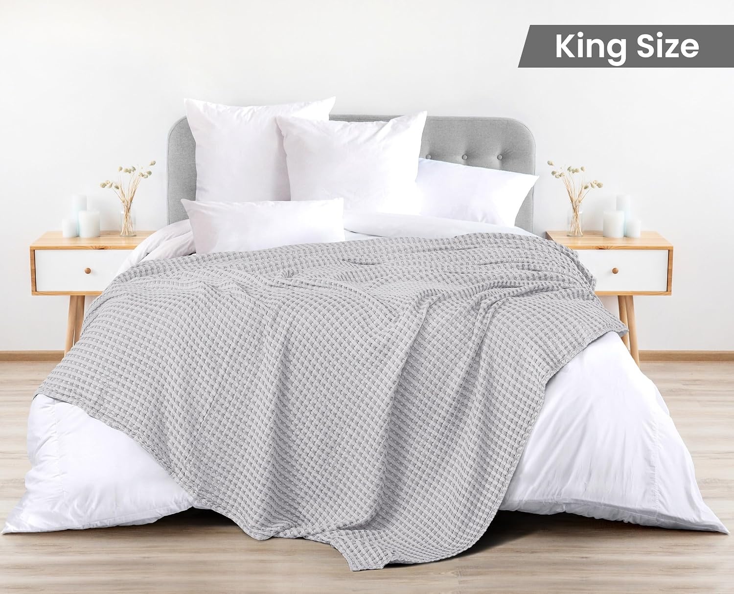 image:imageUtopia Bedding 100 Baumwolle Waffeldecke Kuschedecke 300 GSM Anthrazitgrau 274 x 228 cm weiche leichte atmungsaktive tagesdecke Sofa amp Couch berwurf fr alle JahreszeitenSilber