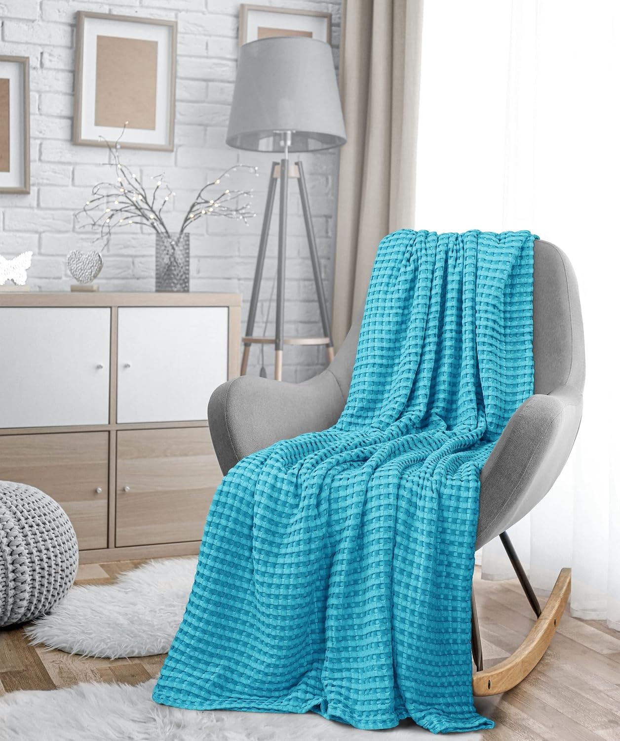 image:imageUtopia Bedding 100 Baumwolle Waffeldecke Kuschedecke 300 GSM Anthrazitgrau 274 x 228 cm weiche leichte atmungsaktive tagesdecke Sofa amp Couch berwurf fr alle JahreszeitenBlaugrn