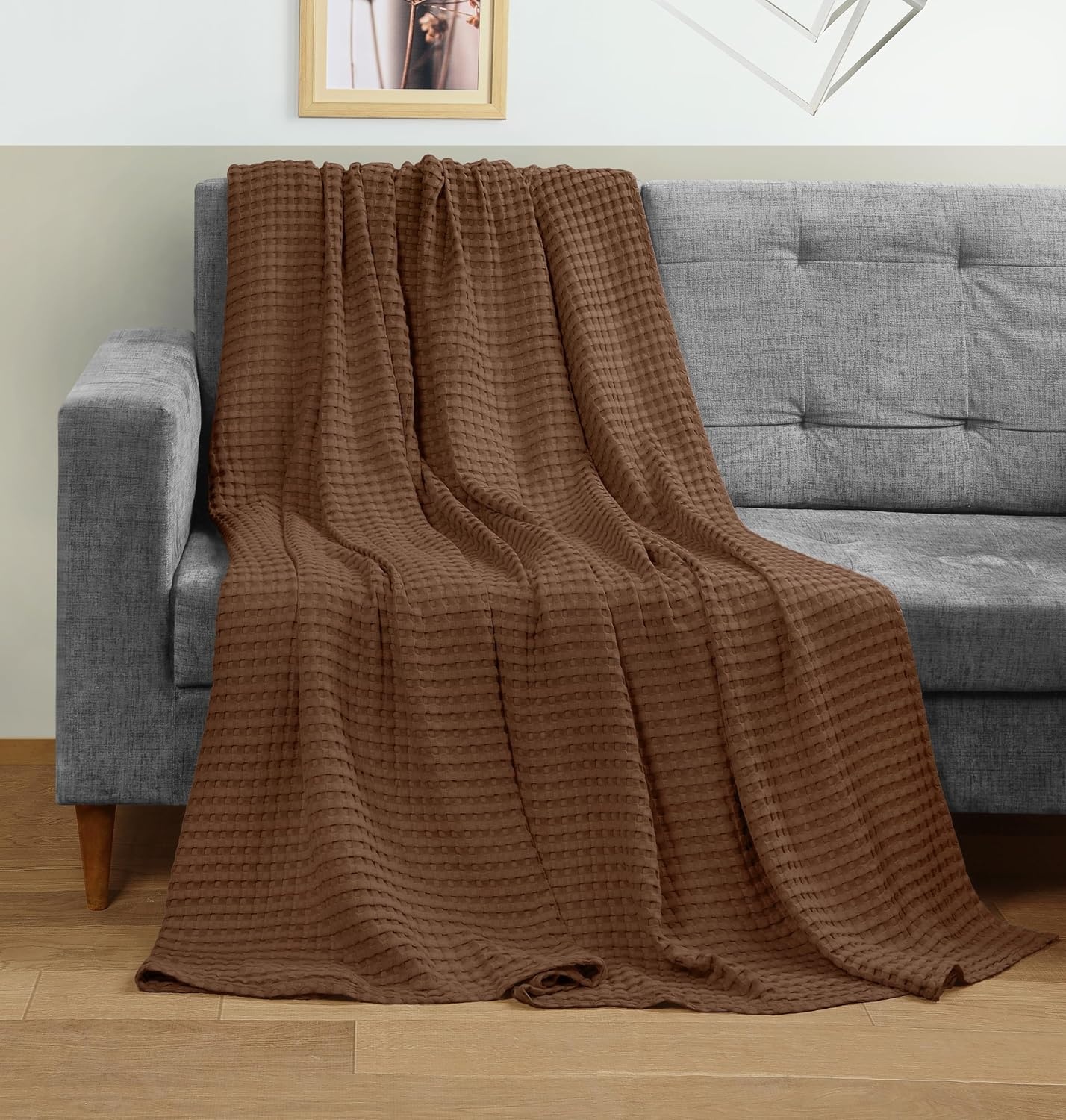 image:imageUtopia Bedding 100 Baumwolle Waffeldecke Kuschedecke 300 GSM Anthrazitgrau 274 x 228 cm weiche leichte atmungsaktive tagesdecke Sofa amp Couch berwurf fr alle JahreszeitenBraun