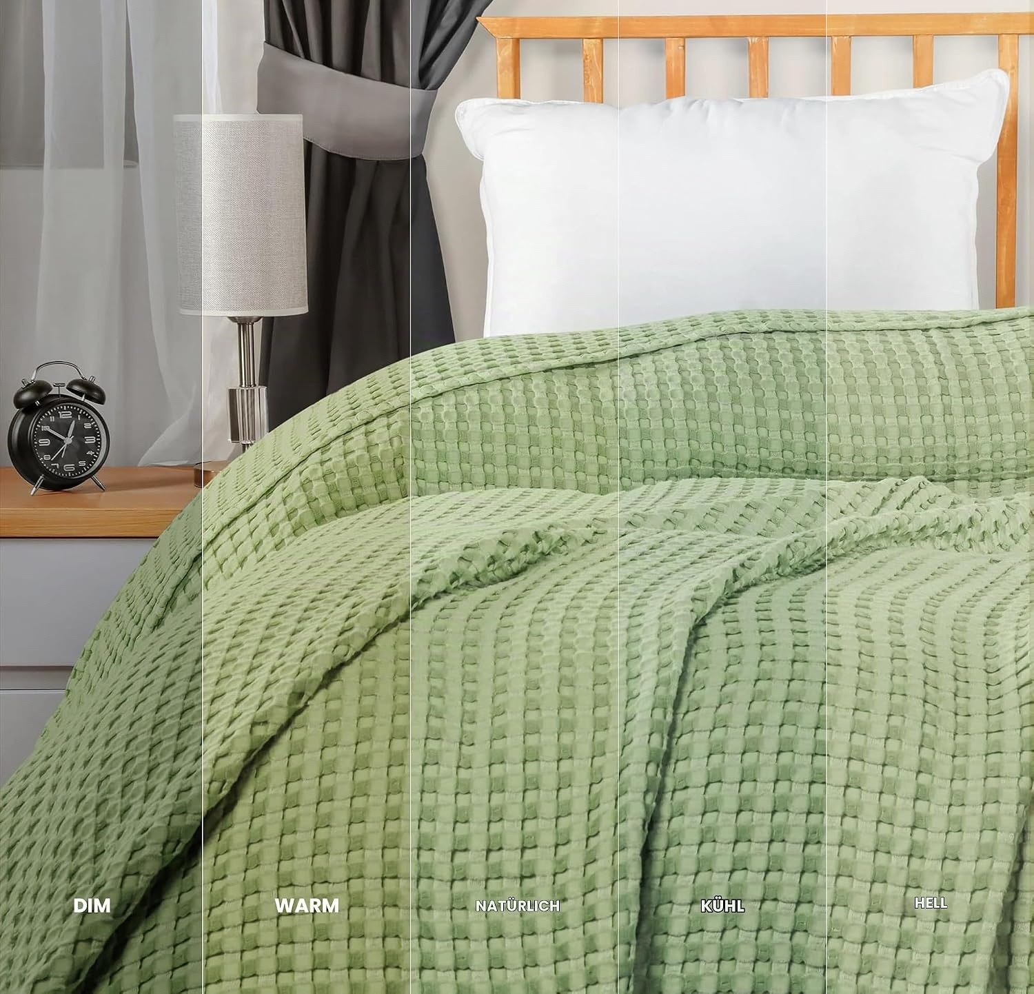 image:imageUtopia Bedding 100 Baumwolle Waffeldecke Kuschedecke 300 GSM Anthrazitgrau 274 x 228 cm weiche leichte atmungsaktive tagesdecke Sofa amp Couch berwurf fr alle JahreszeitenSalbeigrn