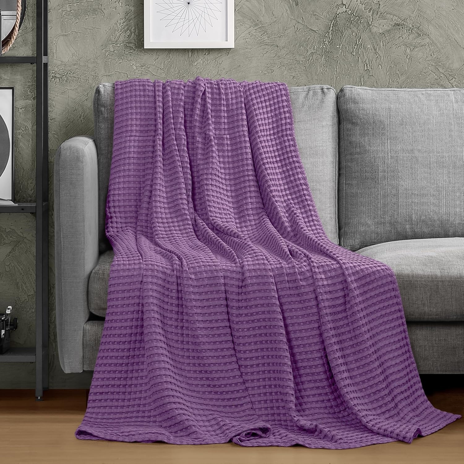 image:imageUtopia Bedding 100 Baumwolle Waffeldecke Kuschedecke 300 GSM Anthrazitgrau 274 x 228 cm weiche leichte atmungsaktive tagesdecke Sofa amp Couch berwurf fr alle JahreszeitenPflaume