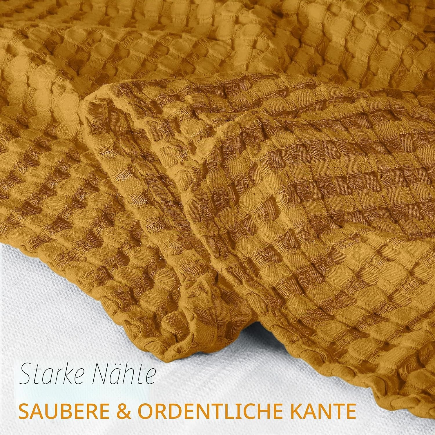 image:imageUtopia Bedding 100 Baumwolle Waffeldecke Kuschedecke 300 GSM Anthrazitgrau 274 x 228 cm weiche leichte atmungsaktive tagesdecke Sofa amp Couch berwurf fr alle JahreszeitenSenf