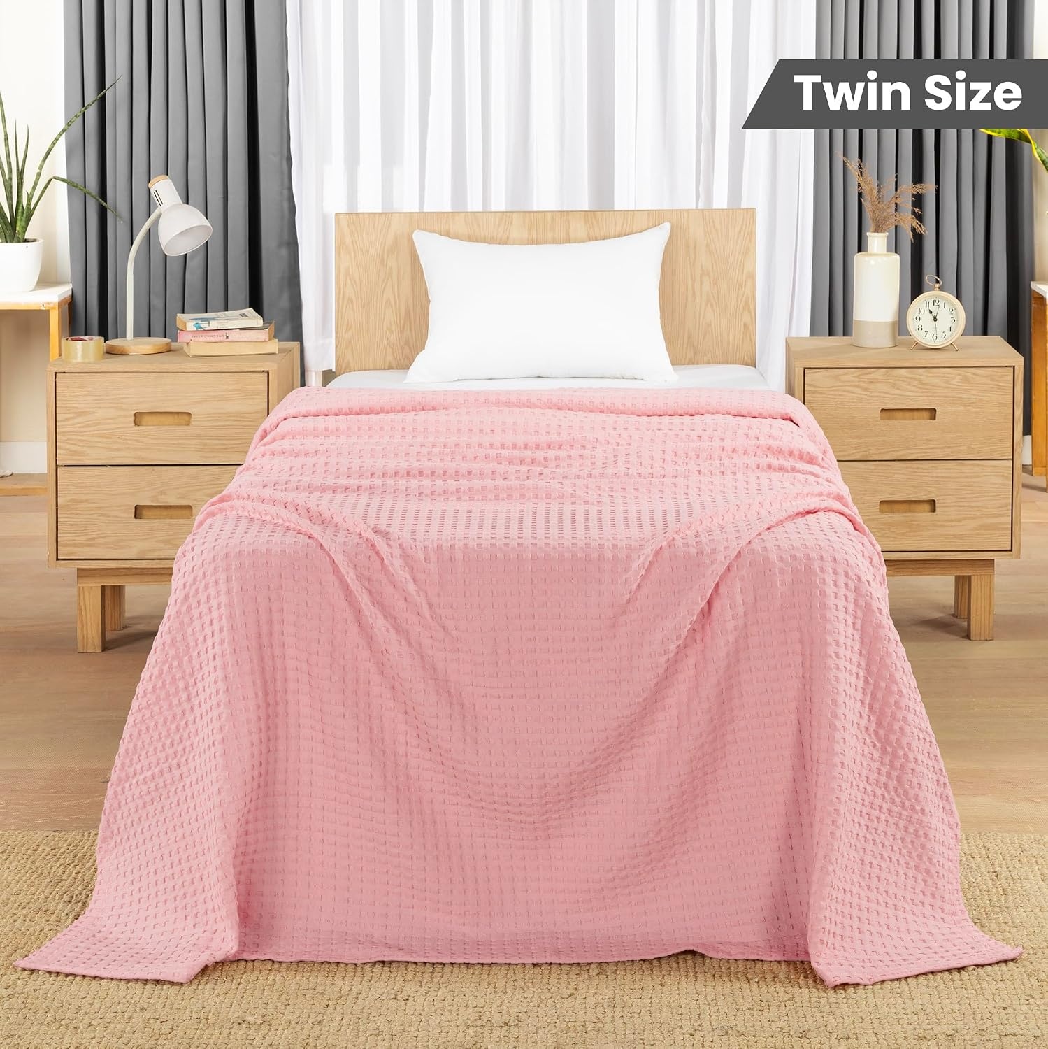 image:imageUtopia Bedding 100 Baumwolle Waffeldecke Kuschedecke 300 GSM Anthrazitgrau 274 x 228 cm weiche leichte atmungsaktive tagesdecke Sofa amp Couch berwurf fr alle JahreszeitenRosa
