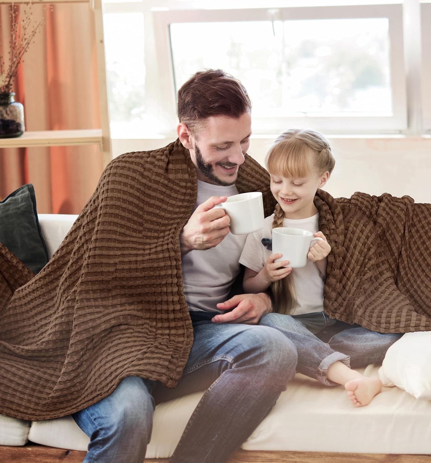 image:imageUtopia Bedding 100 Baumwolle Waffeldecke Kuschedecke 300 GSM Anthrazitgrau 274 x 228 cm weiche leichte atmungsaktive tagesdecke Sofa amp Couch berwurf fr alle JahreszeitenBraun