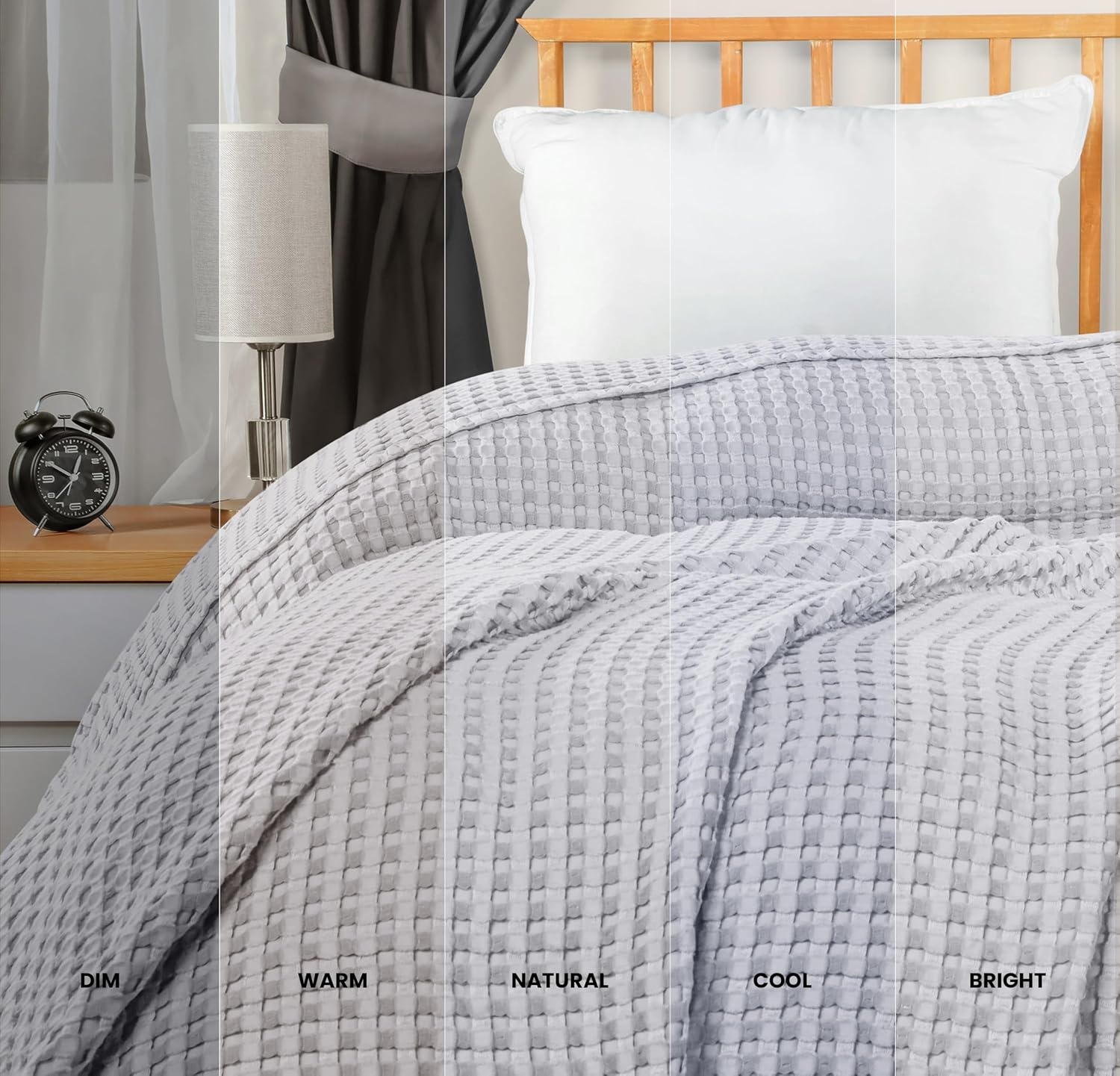 image:imageUtopia Bedding 100 Baumwolle Waffeldecke Kuschedecke 300 GSM Anthrazitgrau 274 x 228 cm weiche leichte atmungsaktive tagesdecke Sofa amp Couch berwurf fr alle JahreszeitenSilber