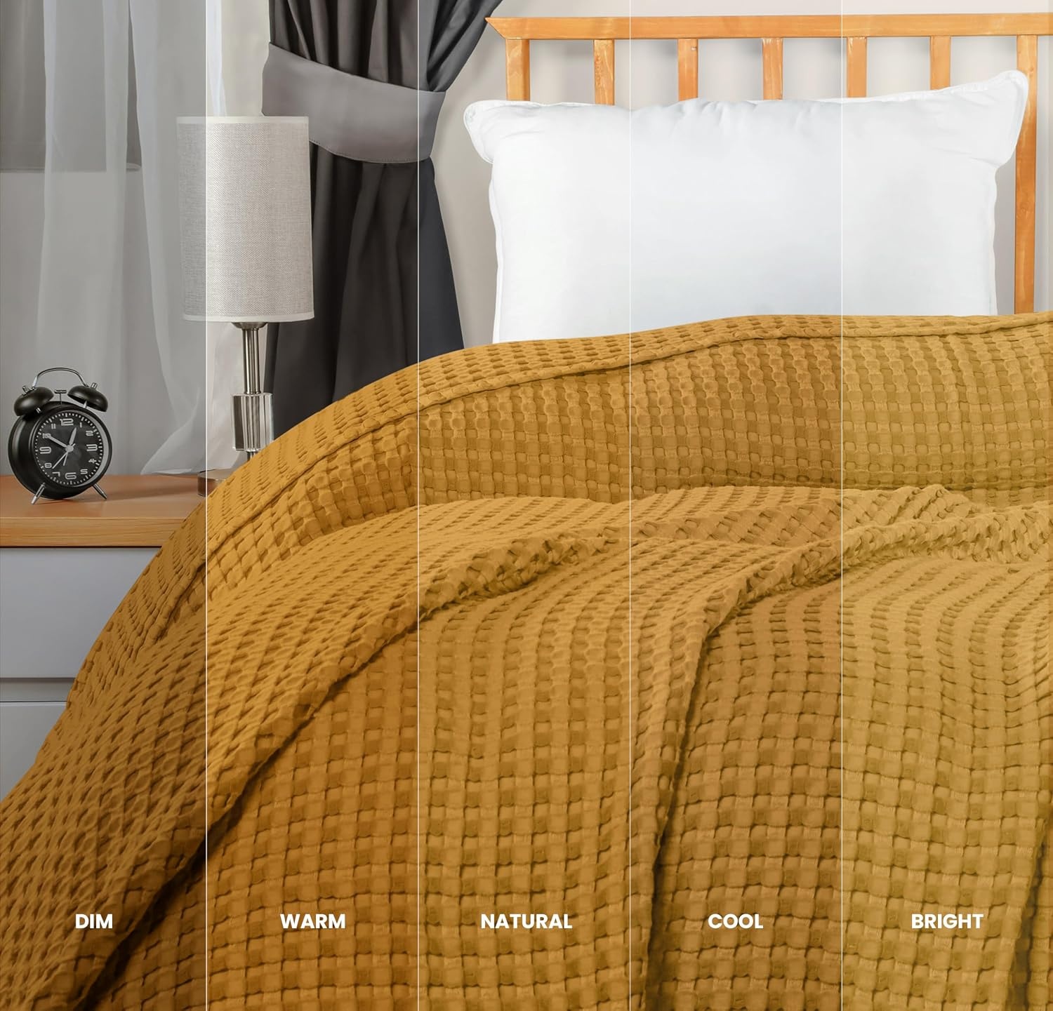 image:imageUtopia Bedding 100 Baumwolle Waffeldecke Kuschedecke 300 GSM Anthrazitgrau 274 x 228 cm weiche leichte atmungsaktive tagesdecke Sofa amp Couch berwurf fr alle JahreszeitenSenf