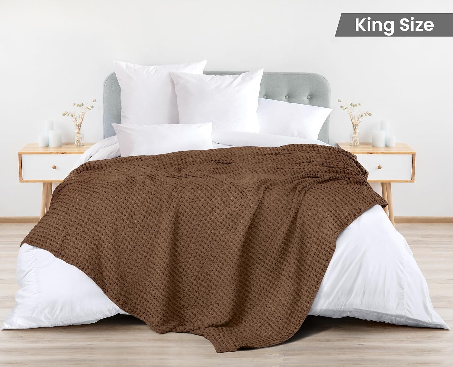 image:imageUtopia Bedding 100 Baumwolle Waffeldecke Kuschedecke 300 GSM Anthrazitgrau 274 x 228 cm weiche leichte atmungsaktive tagesdecke Sofa amp Couch berwurf fr alle JahreszeitenBraun