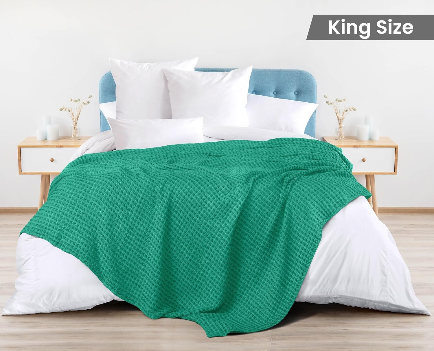 image:imageUtopia Bedding 100 Baumwolle Waffeldecke Kuschedecke 300 GSM Anthrazitgrau 274 x 228 cm weiche leichte atmungsaktive tagesdecke Sofa amp Couch berwurf fr alle JahreszeitenSmaragdgrn