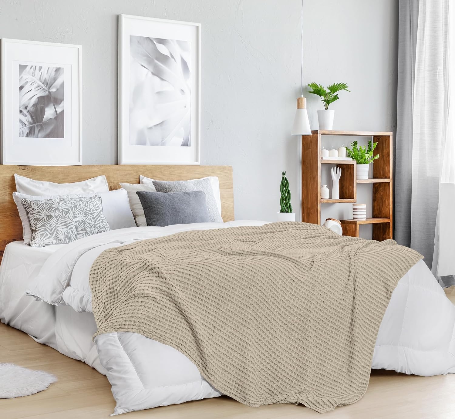 image:imageUtopia Bedding 100 Baumwolle Waffeldecke Kuschedecke 300 GSM Anthrazitgrau 274 x 228 cm weiche leichte atmungsaktive tagesdecke Sofa amp Couch berwurf fr alle JahreszeitenKhaki