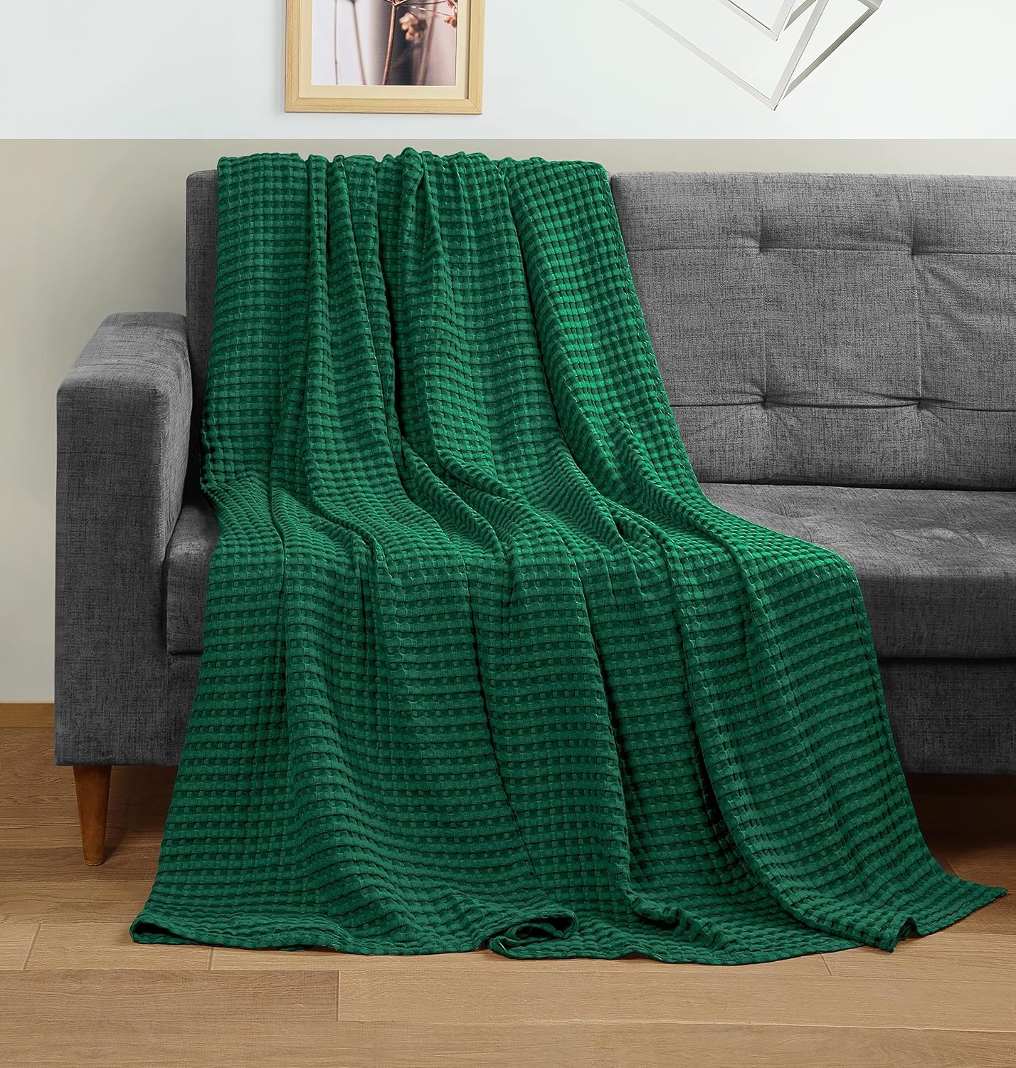 image:imageUtopia Bedding 100 Baumwolle Waffeldecke Kuschedecke 300 GSM Anthrazitgrau 274 x 228 cm weiche leichte atmungsaktive tagesdecke Sofa amp Couch berwurf fr alle JahreszeitenWaldgrn
