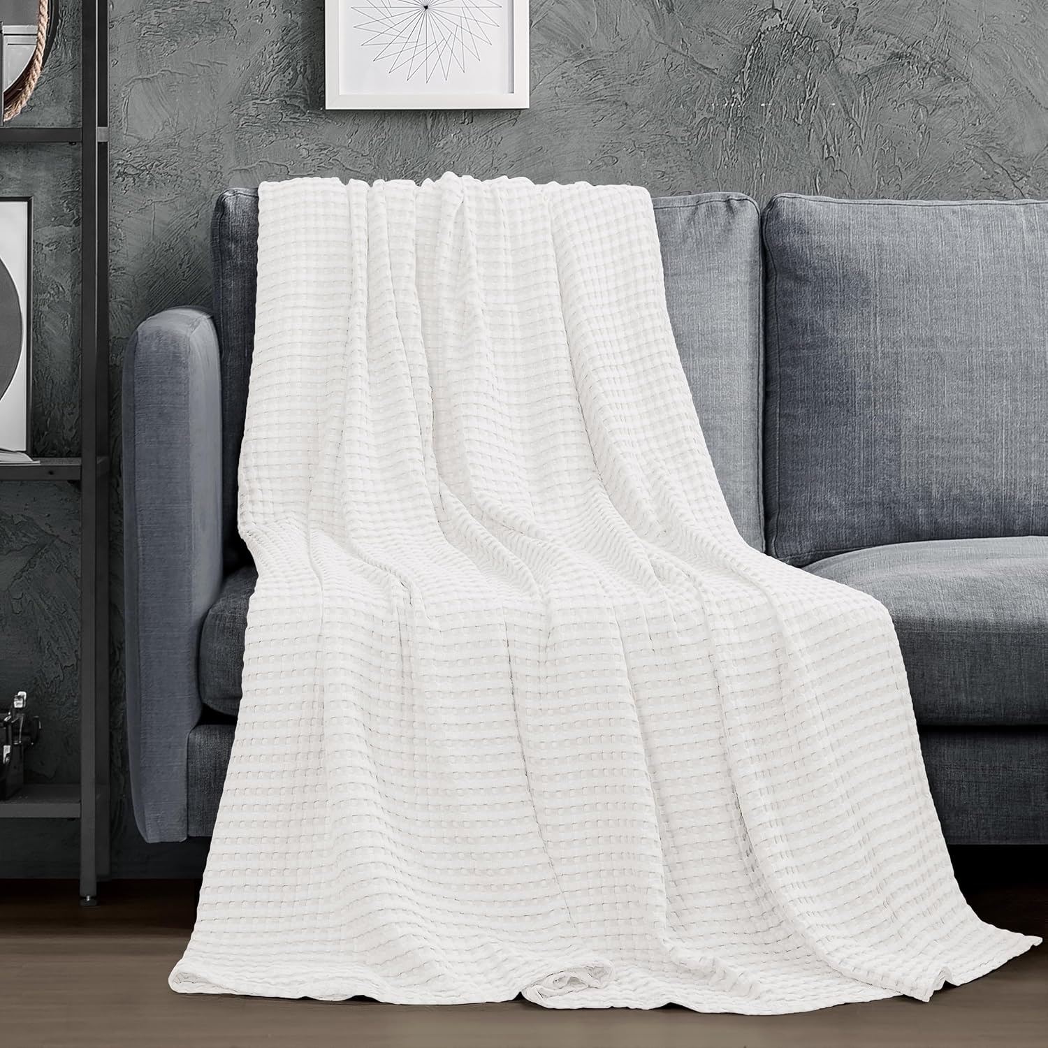 image:imageUtopia Bedding 100 Baumwolle Waffeldecke Kuschedecke 300 GSM Anthrazitgrau 274 x 228 cm weiche leichte atmungsaktive tagesdecke Sofa amp Couch berwurf fr alle JahreszeitenWei