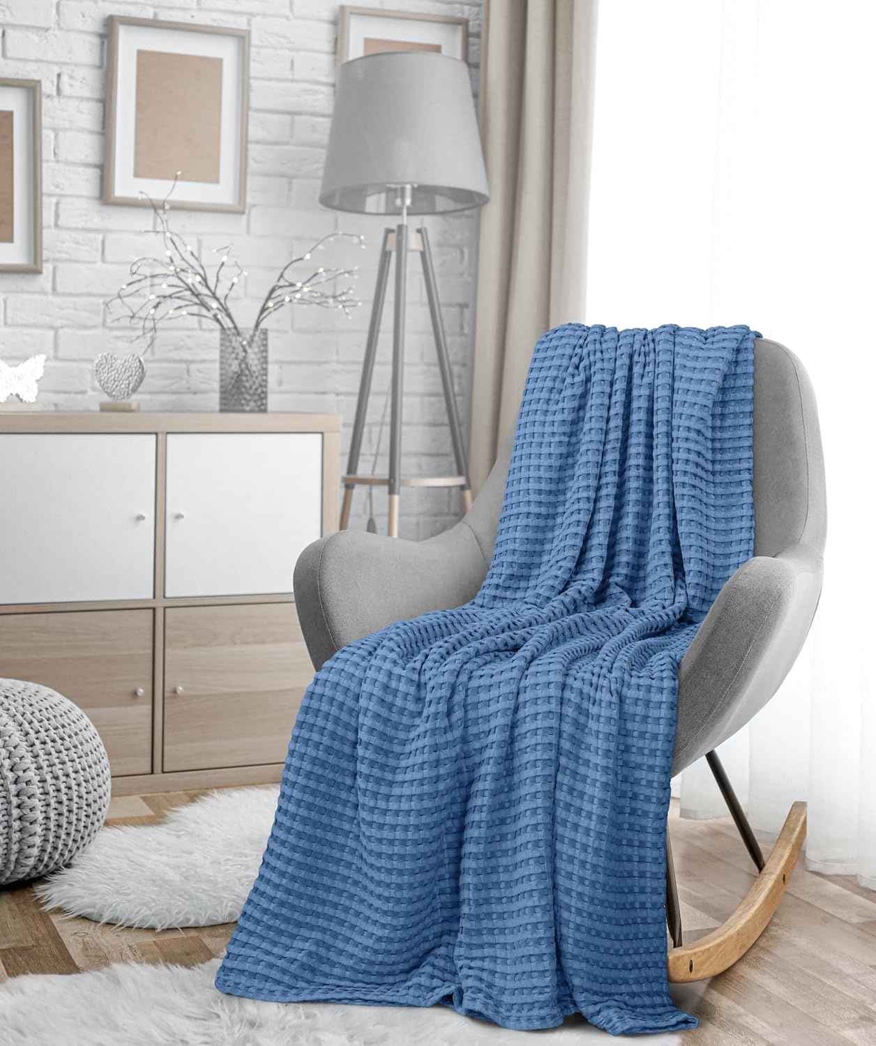 image:imageUtopia Bedding 100 Baumwolle Waffeldecke Kuschedecke 300 GSM Anthrazitgrau 274 x 228 cm weiche leichte atmungsaktive tagesdecke Sofa amp Couch berwurf fr alle JahreszeitenWedgewood