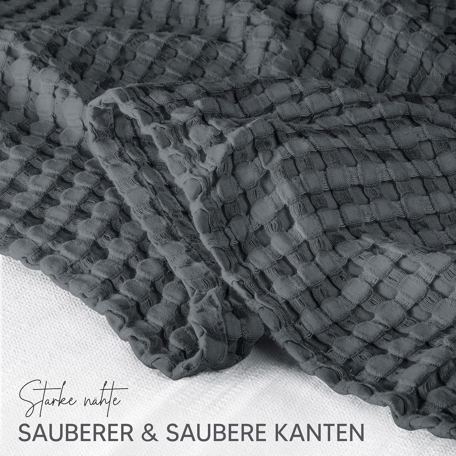image:imageUtopia Bedding 100 Baumwolle Waffeldecke Kuschedecke 300 GSM Anthrazitgrau 274 x 228 cm weiche leichte atmungsaktive tagesdecke Sofa amp Couch berwurf fr alle JahreszeitenAnthrazit