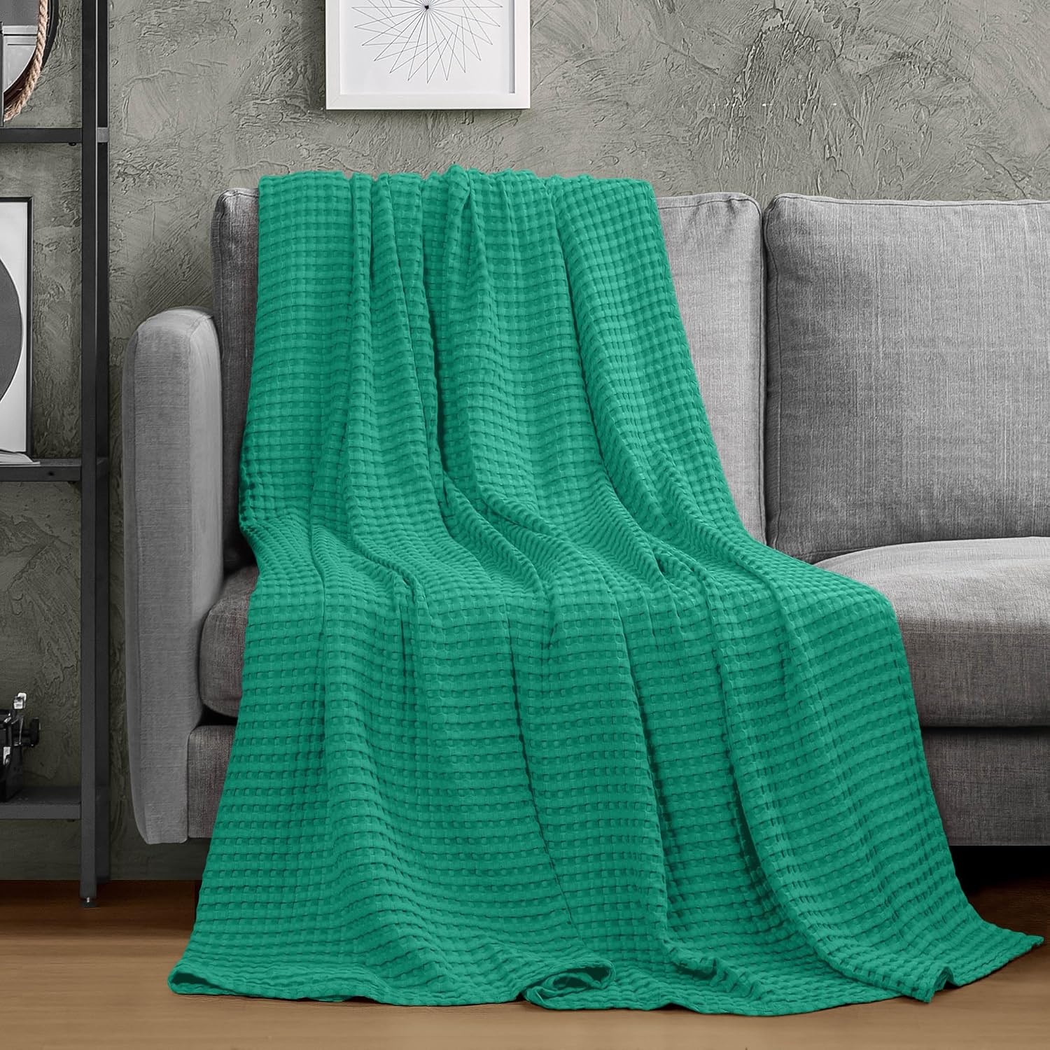 image:imageUtopia Bedding 100 Baumwolle Waffeldecke Kuschedecke 300 GSM Anthrazitgrau 274 x 228 cm weiche leichte atmungsaktive tagesdecke Sofa amp Couch berwurf fr alle JahreszeitenSmaragdgrn