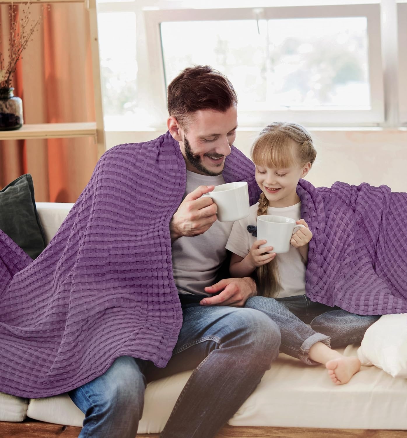 image:imageUtopia Bedding 100 Baumwolle Waffeldecke Kuschedecke 300 GSM Anthrazitgrau 274 x 228 cm weiche leichte atmungsaktive tagesdecke Sofa amp Couch berwurf fr alle JahreszeitenPflaume