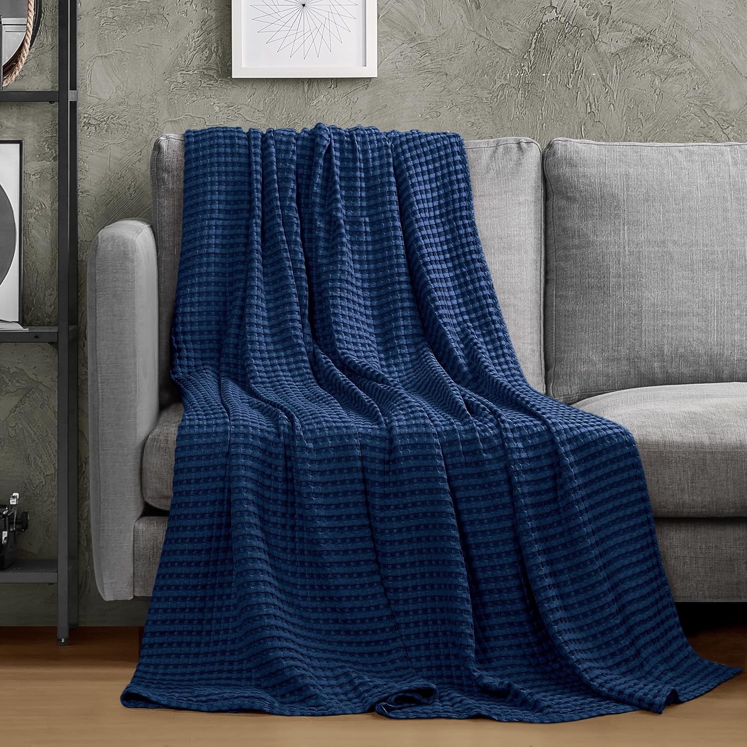 image:imageUtopia Bedding 100 Baumwolle Waffeldecke Kuschedecke 300 GSM Anthrazitgrau 274 x 228 cm weiche leichte atmungsaktive tagesdecke Sofa amp Couch berwurf fr alle JahreszeitenMarine