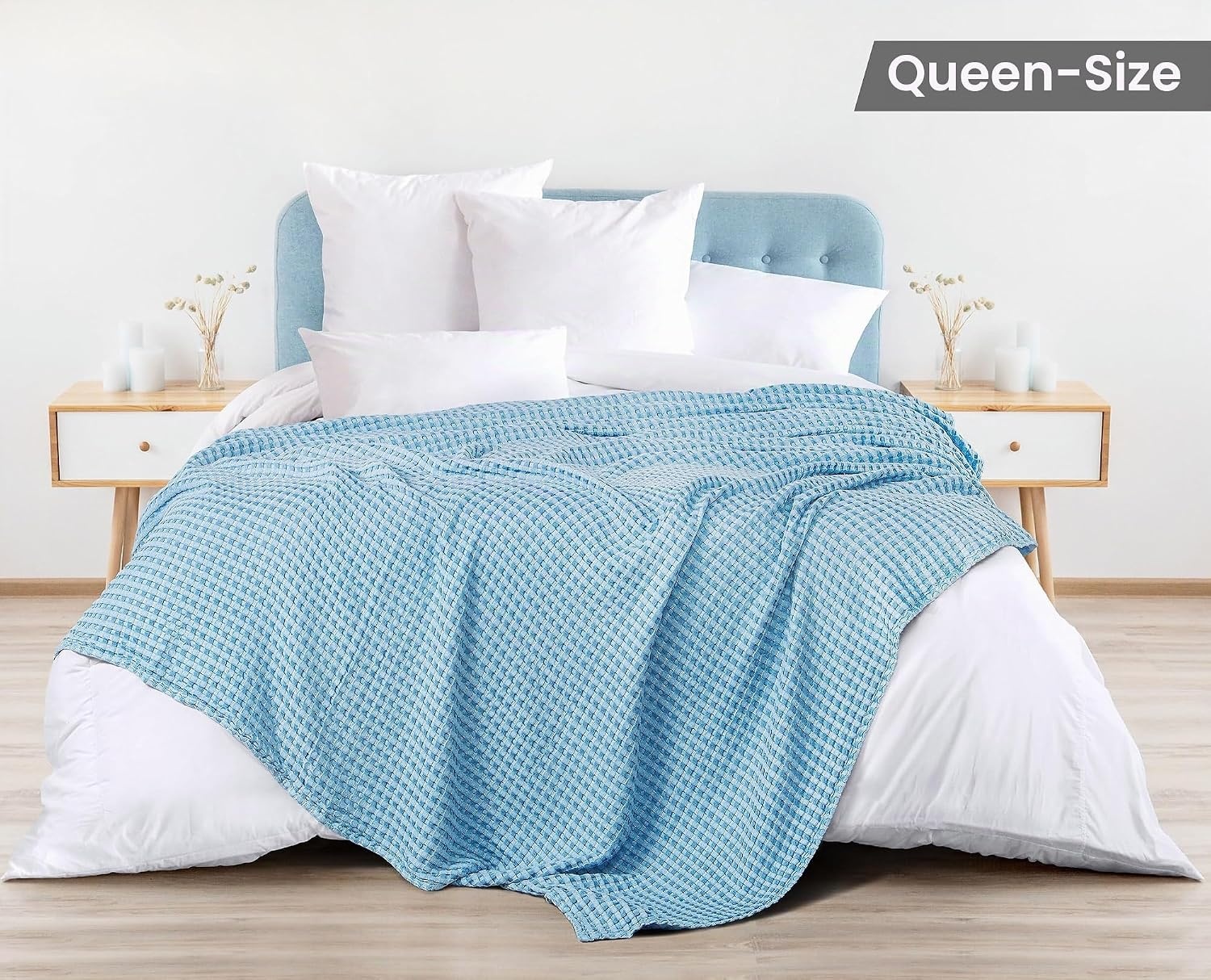 image:imageUtopia Bedding 100 Baumwolle Waffeldecke Kuschedecke 300 GSM Anthrazitgrau 274 x 228 cm weiche leichte atmungsaktive tagesdecke Sofa amp Couch berwurf fr alle JahreszeitenHimmelblau