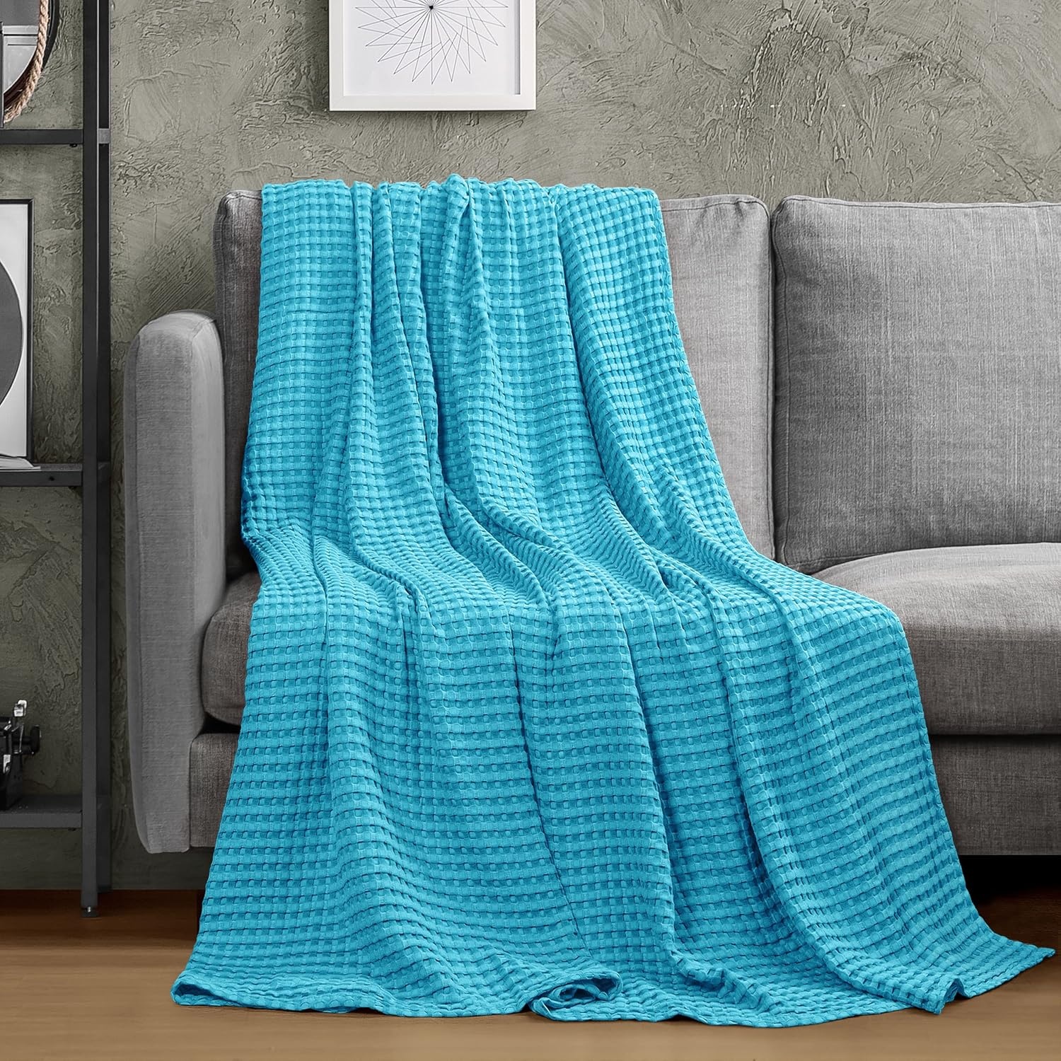 image:imageUtopia Bedding 100 Baumwolle Waffeldecke Kuschedecke 300 GSM Anthrazitgrau 274 x 228 cm weiche leichte atmungsaktive tagesdecke Sofa amp Couch berwurf fr alle JahreszeitenBlaugrn