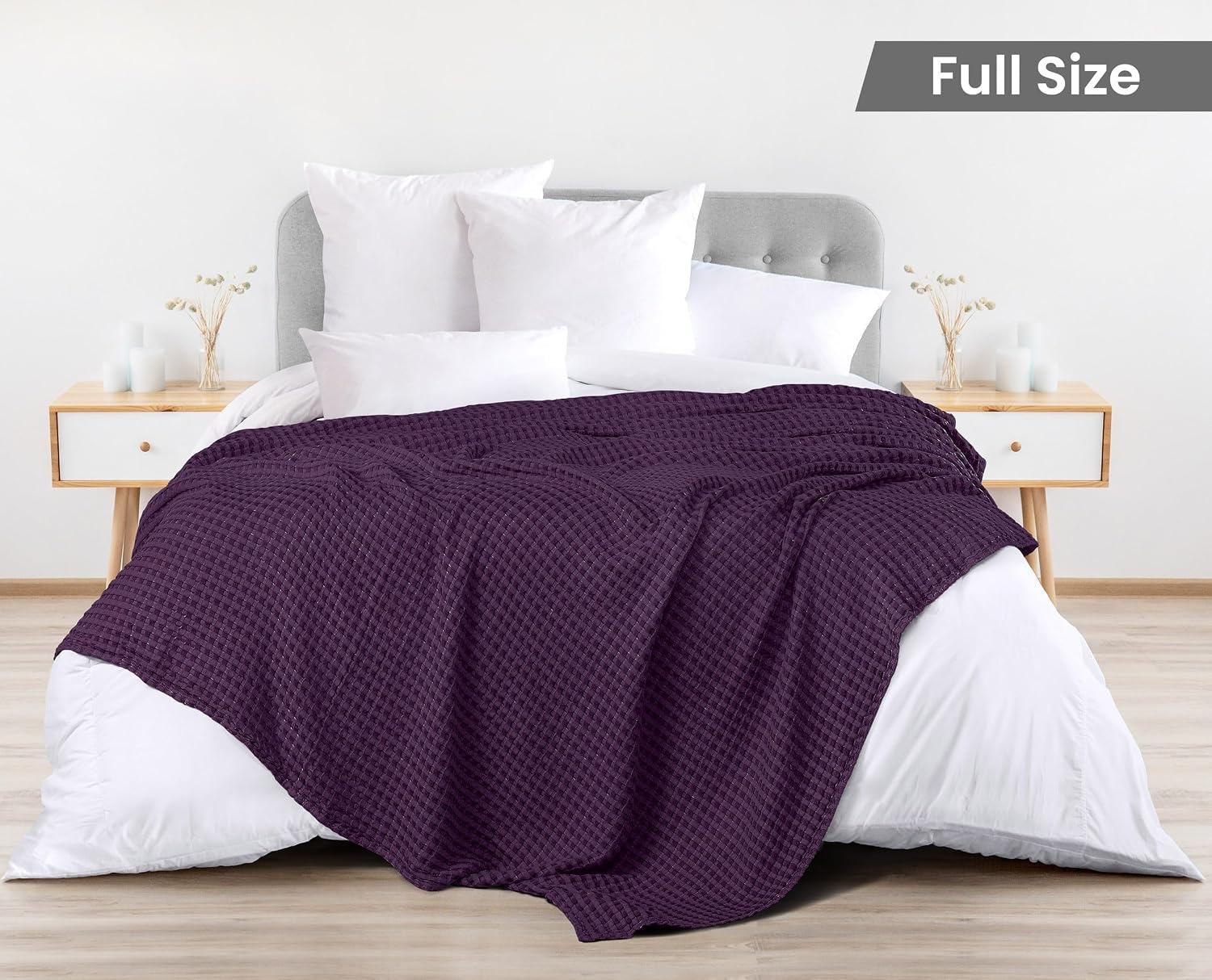 image:imageUtopia Bedding 100 Baumwolle Waffeldecke Kuschedecke 300 GSM Anthrazitgrau 274 x 228 cm weiche leichte atmungsaktive tagesdecke Sofa amp Couch berwurf fr alle JahreszeitenPflaume
