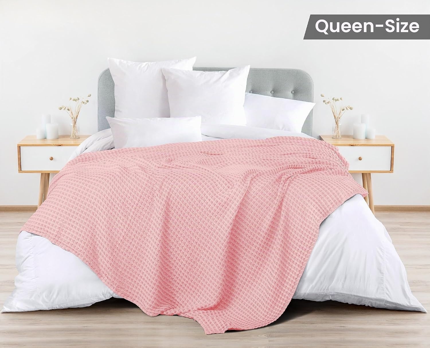 image:imageUtopia Bedding 100 Baumwolle Waffeldecke Kuschedecke 300 GSM Anthrazitgrau 274 x 228 cm weiche leichte atmungsaktive tagesdecke Sofa amp Couch berwurf fr alle JahreszeitenRosa