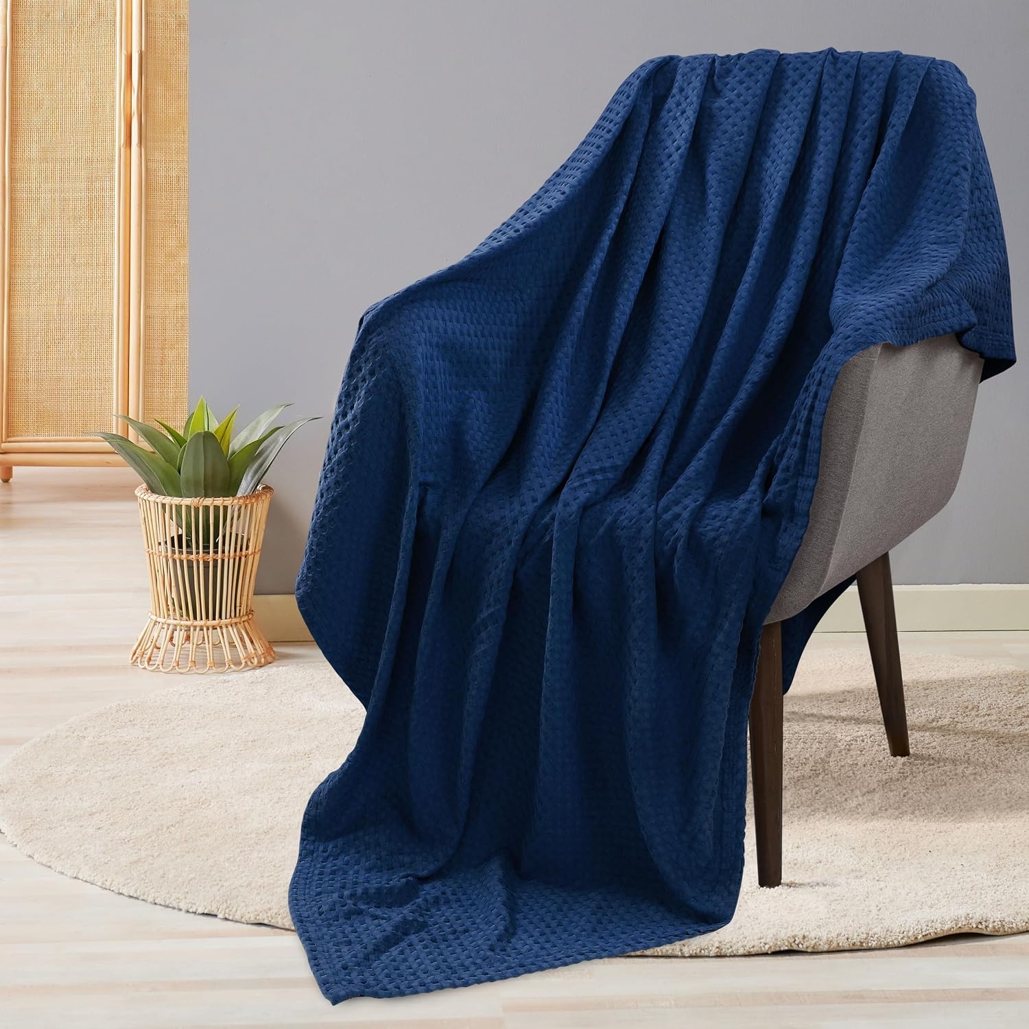 image:imageUtopia Bedding 100 Baumwolle Waffeldecke Kuschedecke 300 GSM Anthrazitgrau 274 x 228 cm weiche leichte atmungsaktive tagesdecke Sofa amp Couch berwurf fr alle JahreszeitenMarine