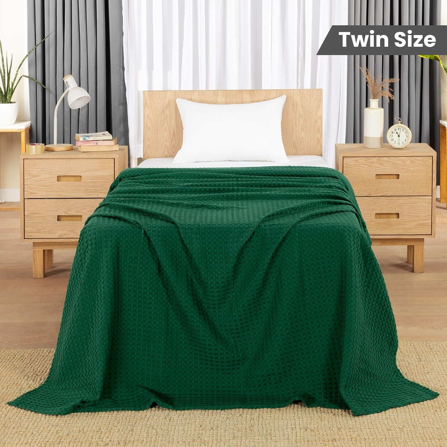 image:imageUtopia Bedding 100 Baumwolle Waffeldecke Kuschedecke 300 GSM Anthrazitgrau 274 x 228 cm weiche leichte atmungsaktive tagesdecke Sofa amp Couch berwurf fr alle JahreszeitenWaldgrn
