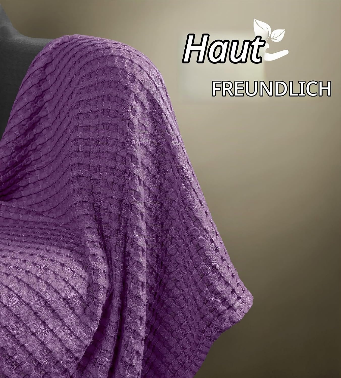 image:imageUtopia Bedding 100 Baumwolle Waffeldecke Kuschedecke 300 GSM Anthrazitgrau 274 x 228 cm weiche leichte atmungsaktive tagesdecke Sofa amp Couch berwurf fr alle JahreszeitenPflaume