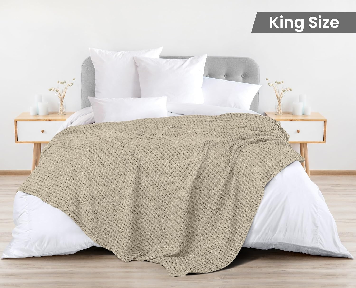 image:imageUtopia Bedding 100 Baumwolle Waffeldecke Kuschedecke 300 GSM Anthrazitgrau 274 x 228 cm weiche leichte atmungsaktive tagesdecke Sofa amp Couch berwurf fr alle JahreszeitenKhaki
