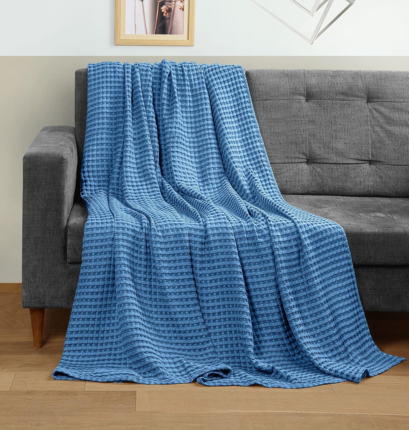 image:imageUtopia Bedding 100 Baumwolle Waffeldecke Kuschedecke 300 GSM Anthrazitgrau 274 x 228 cm weiche leichte atmungsaktive tagesdecke Sofa amp Couch berwurf fr alle JahreszeitenWedgewood
