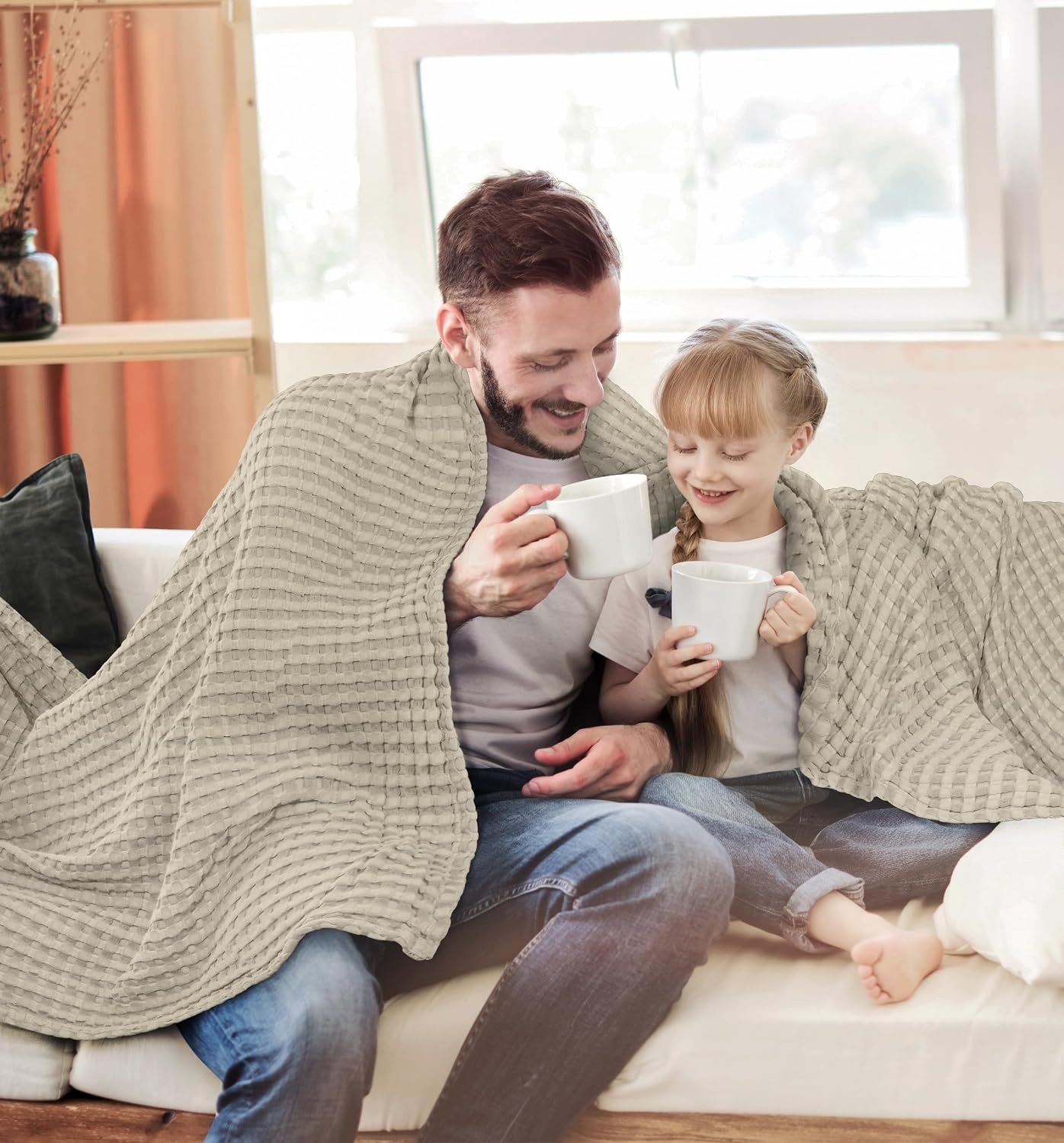 image:imageUtopia Bedding 100 Baumwolle Waffeldecke Kuschedecke 300 GSM Anthrazitgrau 274 x 228 cm weiche leichte atmungsaktive tagesdecke Sofa amp Couch berwurf fr alle JahreszeitenKhaki