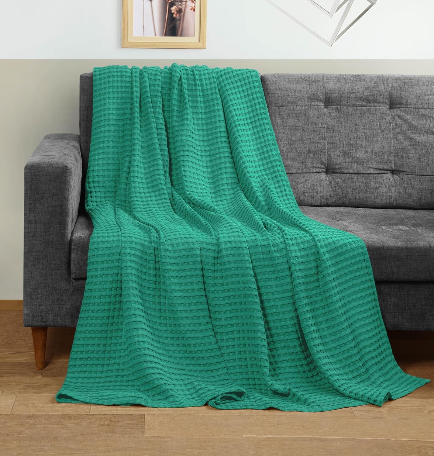 image:imageUtopia Bedding 100 Baumwolle Waffeldecke Kuschedecke 300 GSM Anthrazitgrau 274 x 228 cm weiche leichte atmungsaktive tagesdecke Sofa amp Couch berwurf fr alle JahreszeitenSmaragdrn