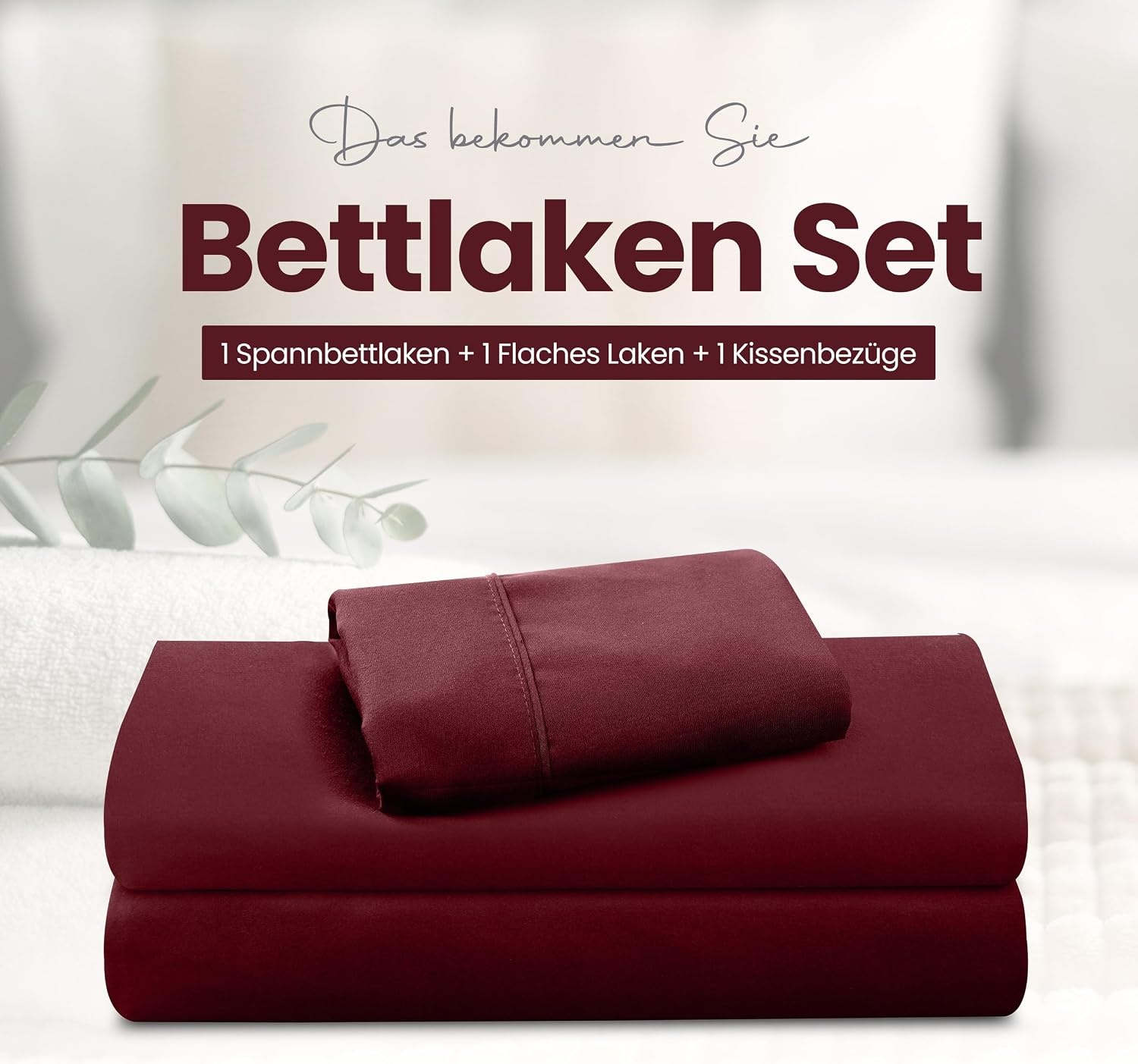image:imageUtopia Bedding 4 Teilige Bettlaken Set 135x190cm Niederlndisches BlauBurgunderrot