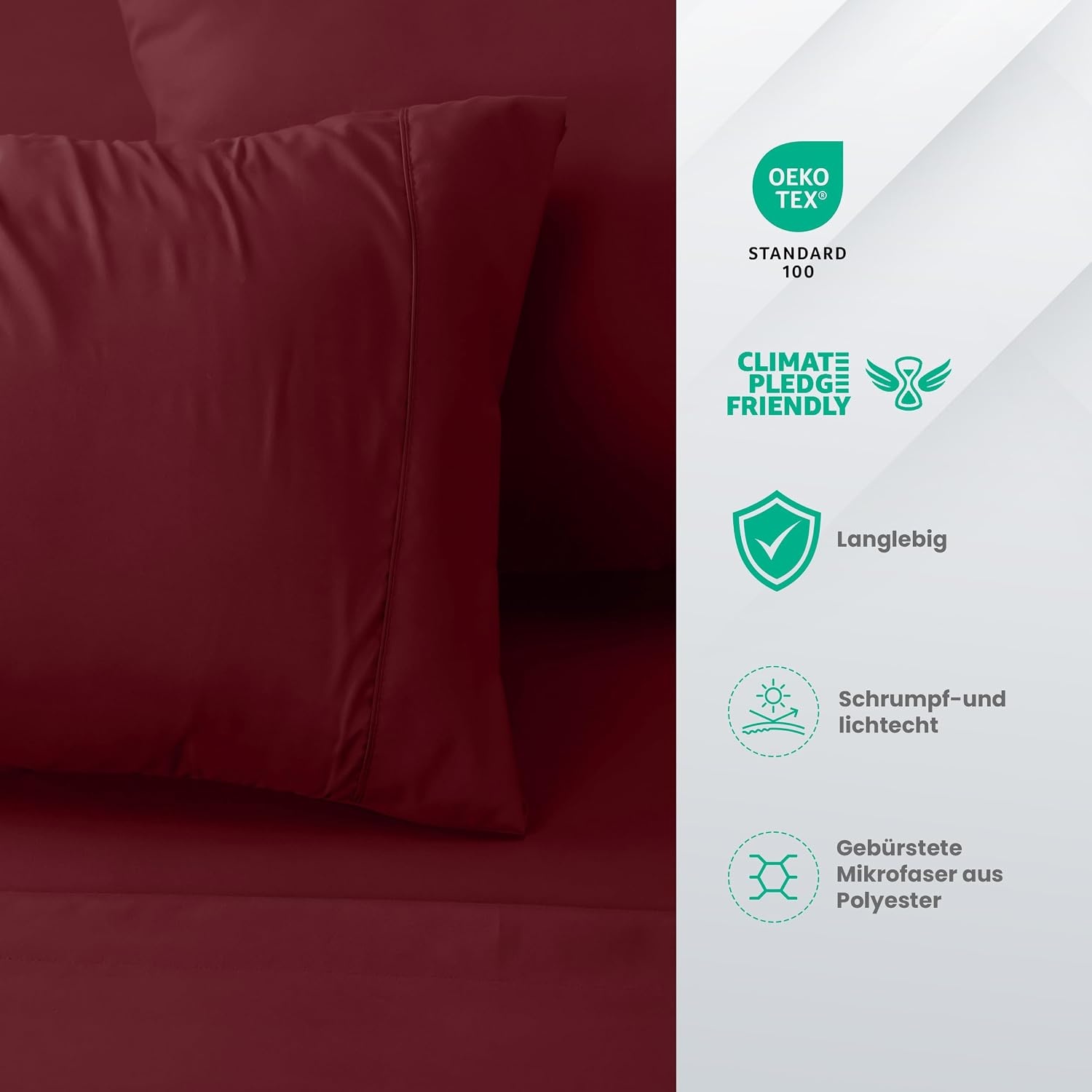 image:imageUtopia Bedding 4 Teilige Bettlaken Set 135x190cm Niederlndisches BlauBurgunderrot