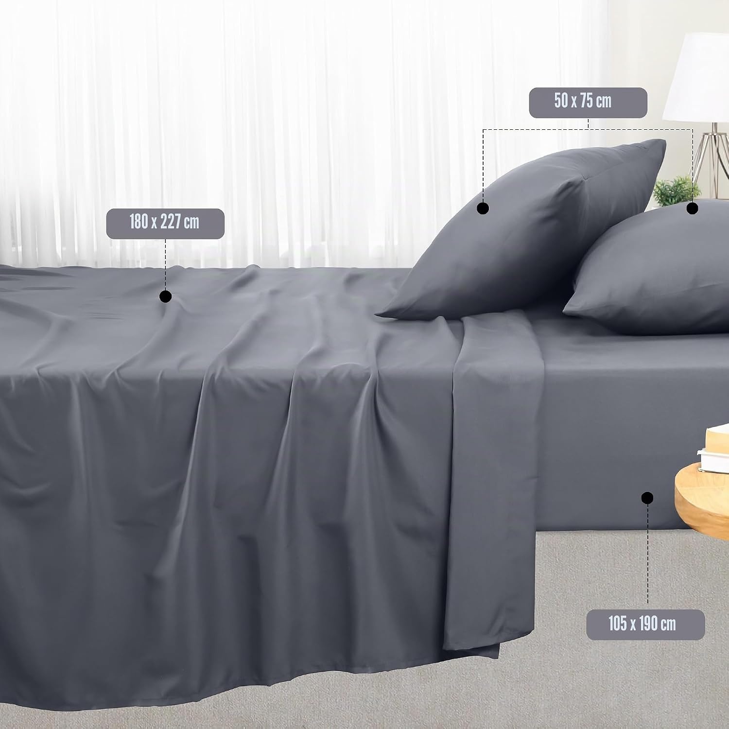 image:imageUtopia Bedding 4 Teilige Bettlaken Set 135x190cm Niederlndisches BlauGrau