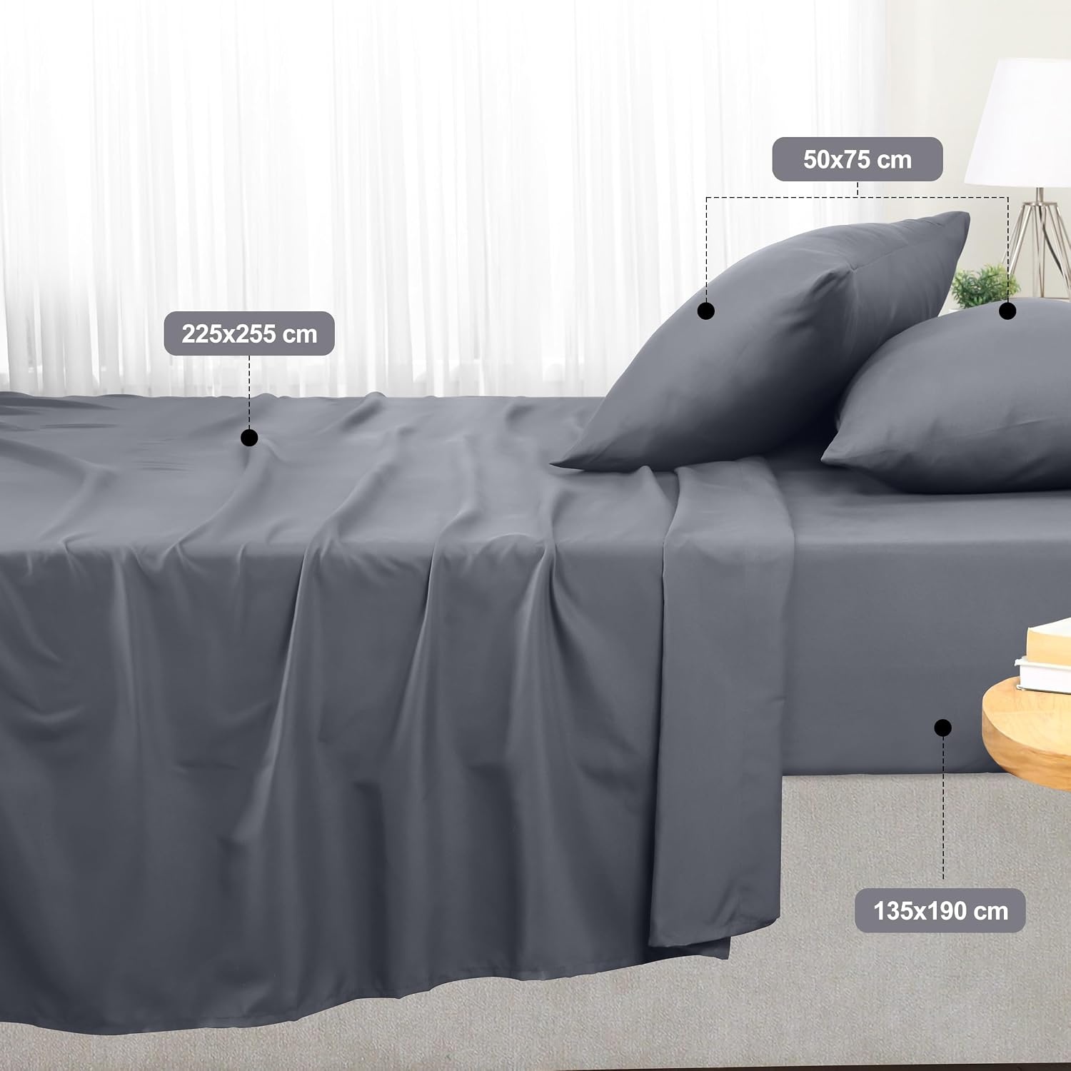 image:imageUtopia Bedding 4 Teilige Bettlaken Set 135x190cm Niederlndisches BlauGrau